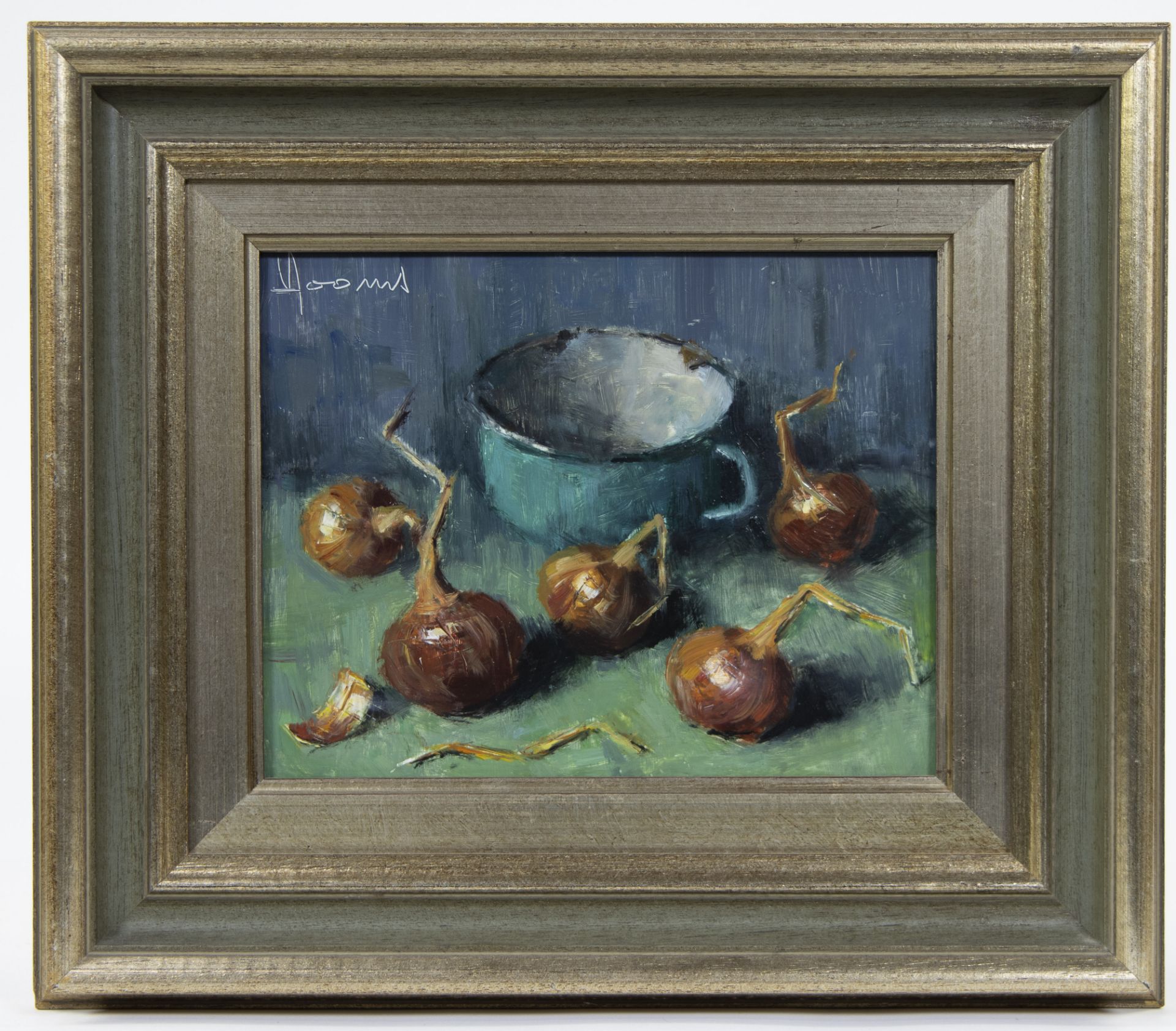 Vic DOOMS (1912-1994), lot of 2 works oil on board Still life with onions and Landscape with farmste - Image 2 of 8