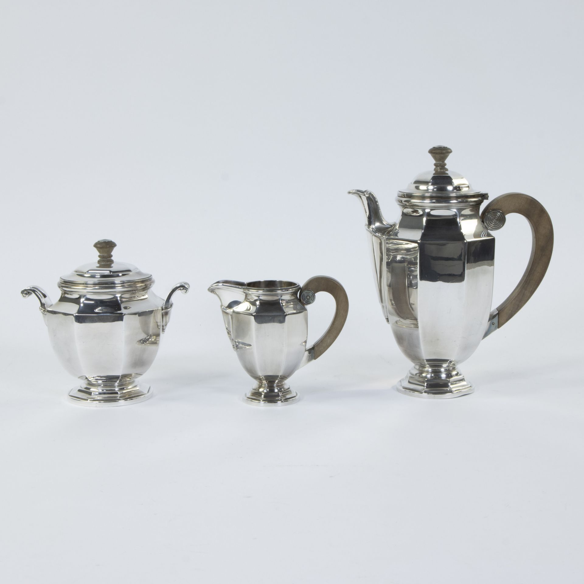 Christofle Art Deco silver-plated coffee service with wooden handles, markedt - Image 2 of 6