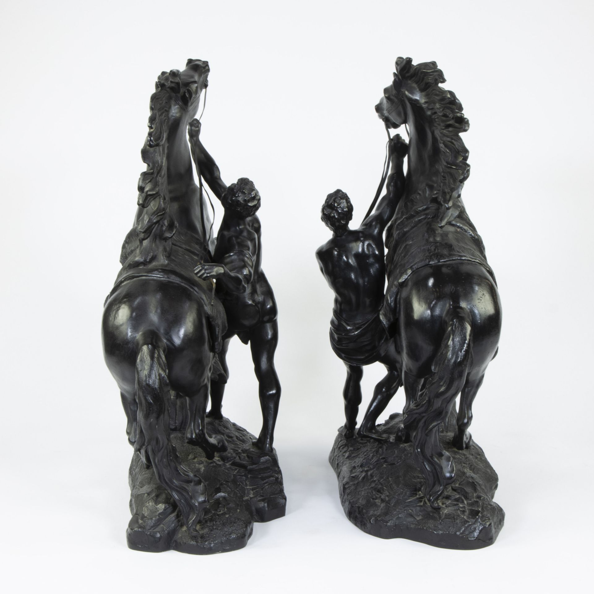 Pair of horses 'Chevaux de Marly' in patinated metal after Guillaume Coustou - Image 3 of 5