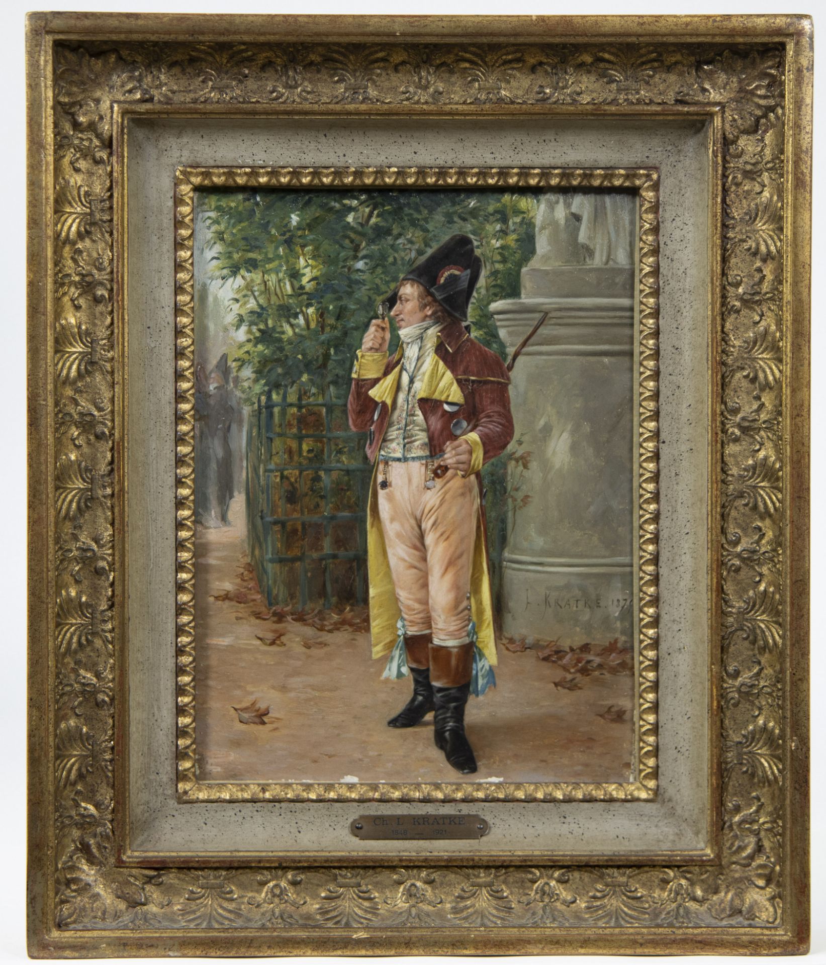 Charles Louis KRATKÉ (1848-1921), oil on panel Officer, signed and dated 1876 - Bild 2 aus 4