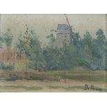 Jef DE PAUW (1888-1930), oil on cardboard Landscape with mill, signed