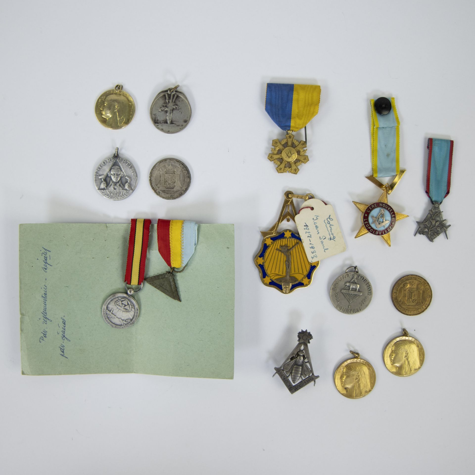 Collection of Lodge items, tokens, documents and 18th century document with seal - Image 5 of 6