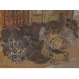 Joseph VERDEGEM (1897-1957), mixed media Gypsies and caravans, signed and dated 1954