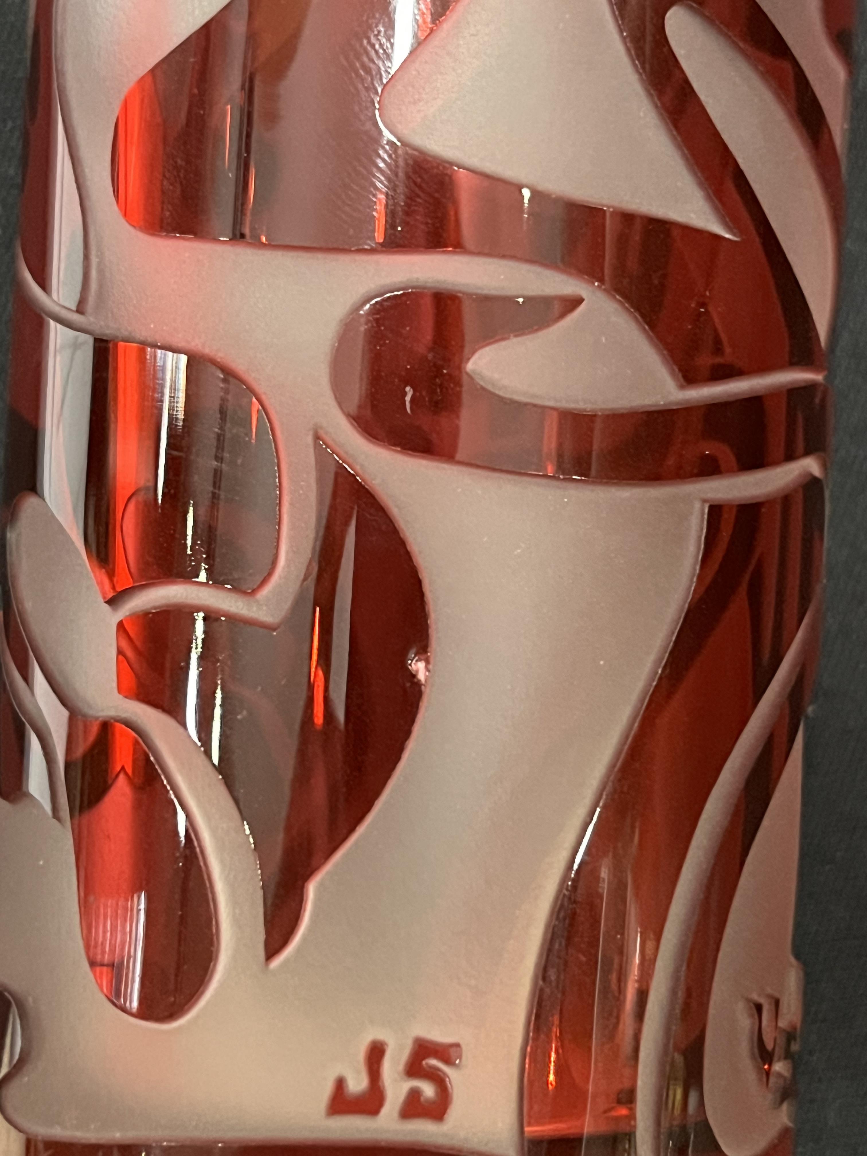 2 multi-layered acid-etched vases signed VSL for VAL SAINT LAMBERT monogrammed JS for Jacqueline SIM - Image 6 of 9