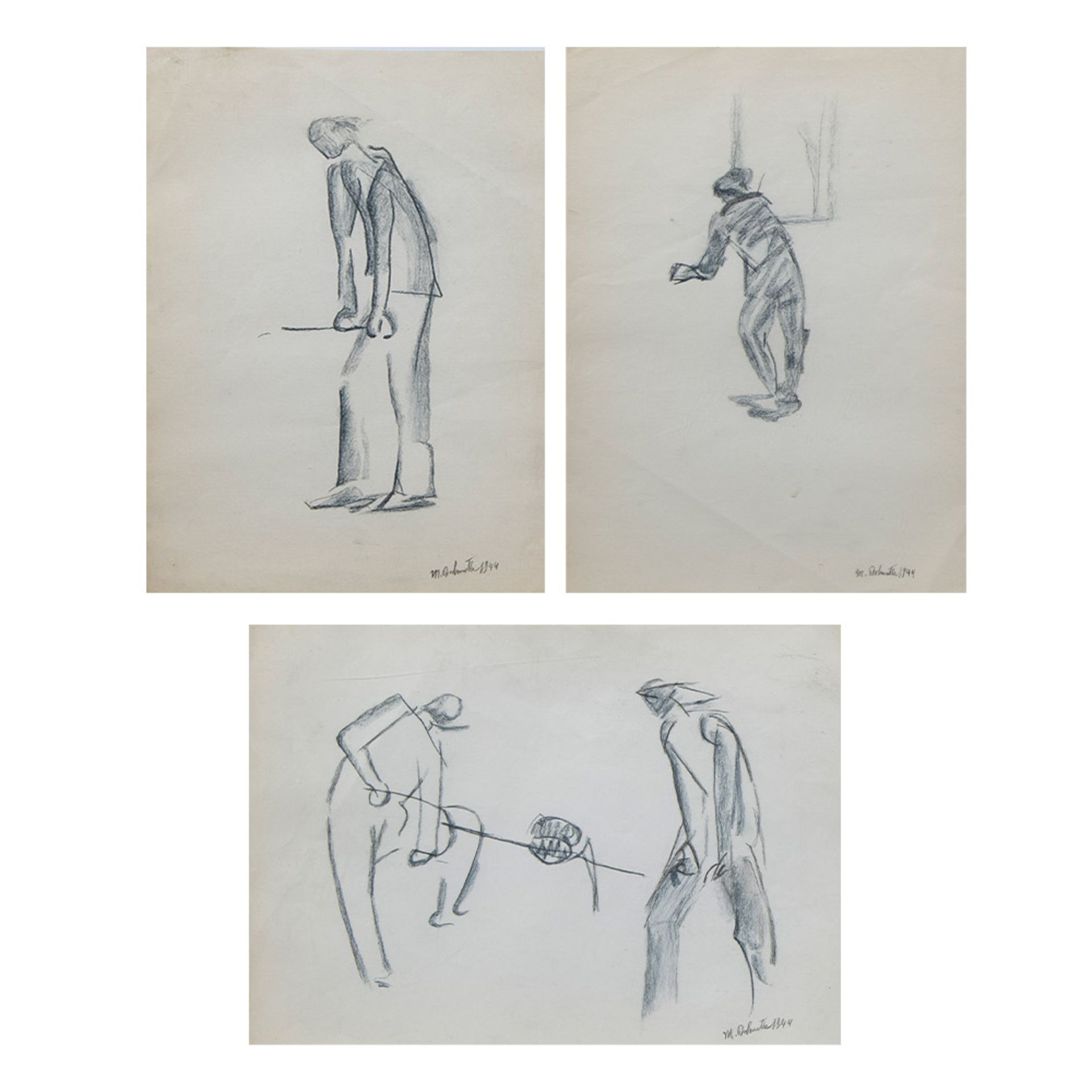 Marcel DELMOTTE (1901-1984), 3 drawings, signed and dated 1944