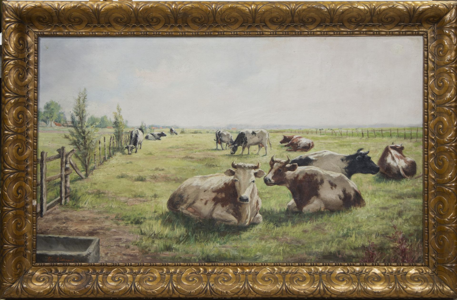 August AUDENAERT (1842-1953), oil on canvas Cows in the meadow, signed - Image 2 of 4