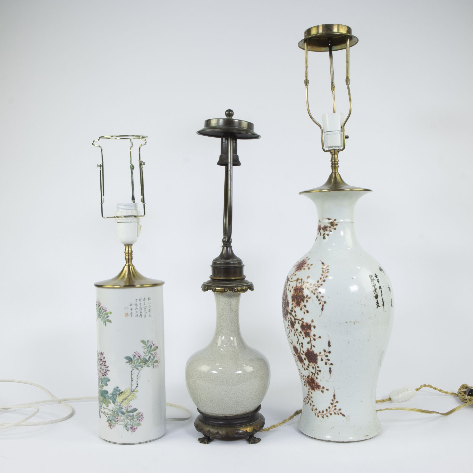 Collection of 3 Chinese vases transformed into lampadaires - Image 2 of 5