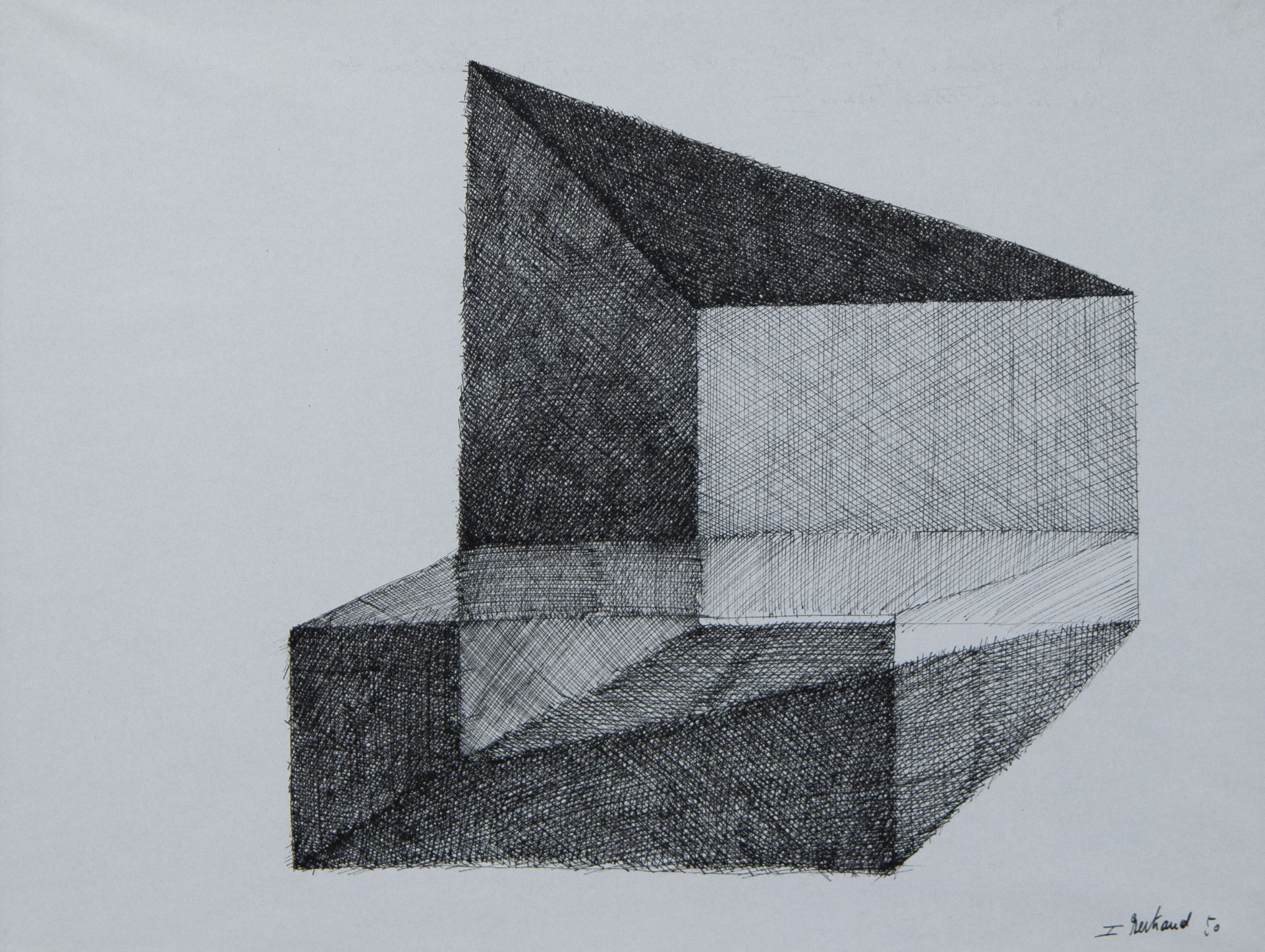 Gaston BERTRAND (1910-1994), pen drawing Etude de forme formée 1, signed and dated '50