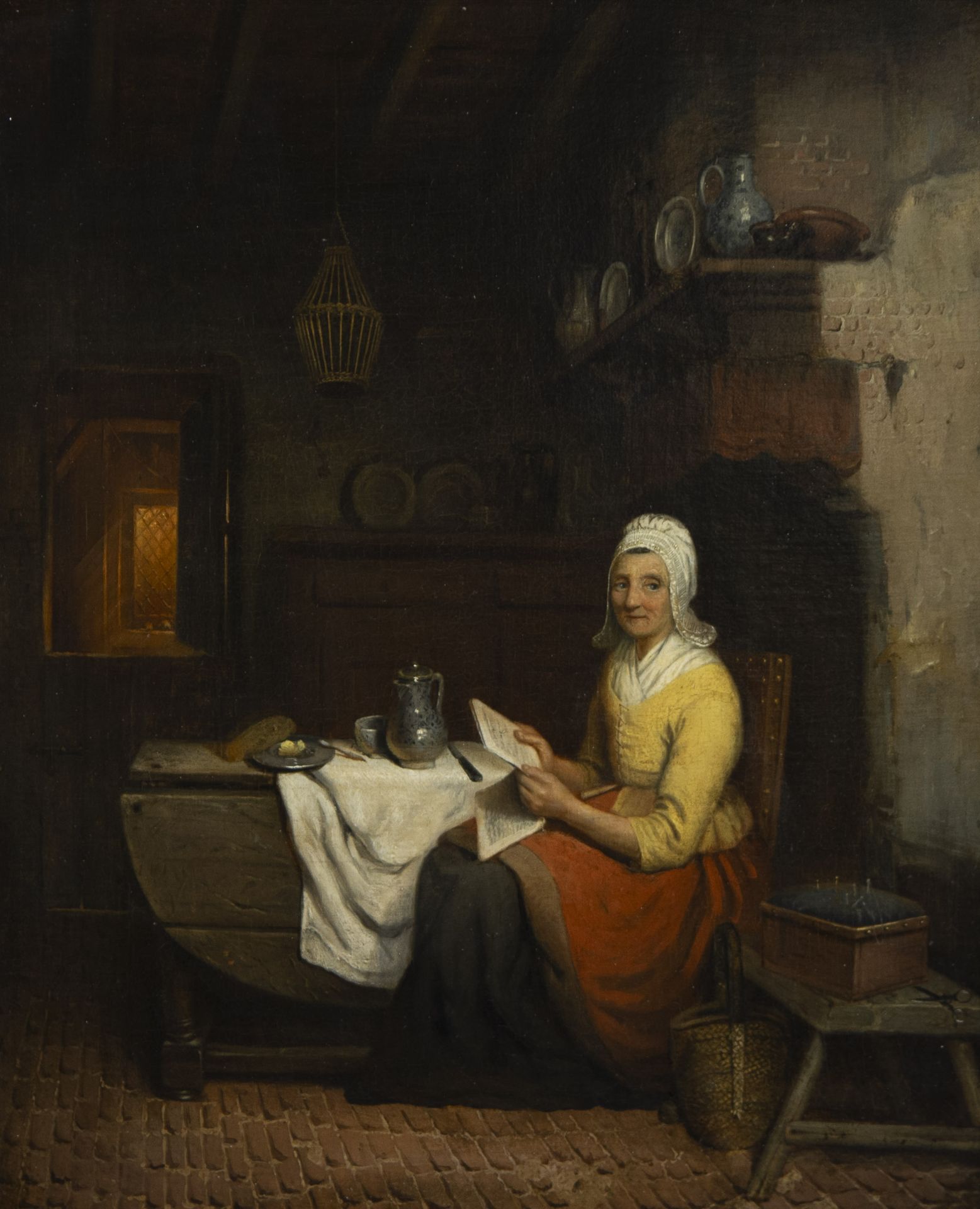 Napoléon François GHESQUIERE (1812-1862) (attributed), oil on canvas Reading woman in Interior