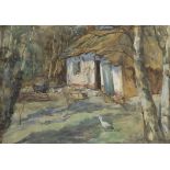 Ketty GILSOUL-HOPPE (1868-1939), watercolour Farmhouse in the forest, signed