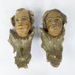 Pair of polychrome baroque angels, 18th century