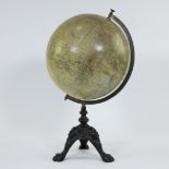 Globe on cast iron base marked Globe Terrestre J. Lebègue & Cie Paris, circa 1890