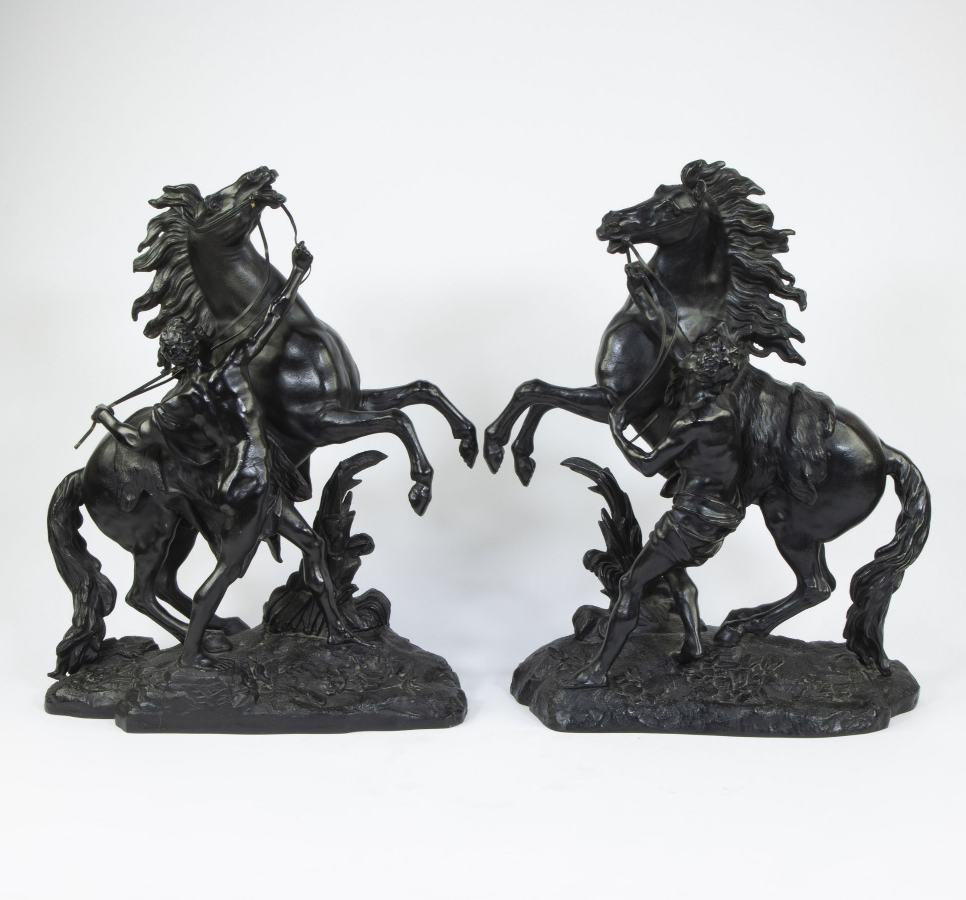 Pair of horses 'Chevaux de Marly' in patinated metal after Guillaume Coustou - Image 2 of 5