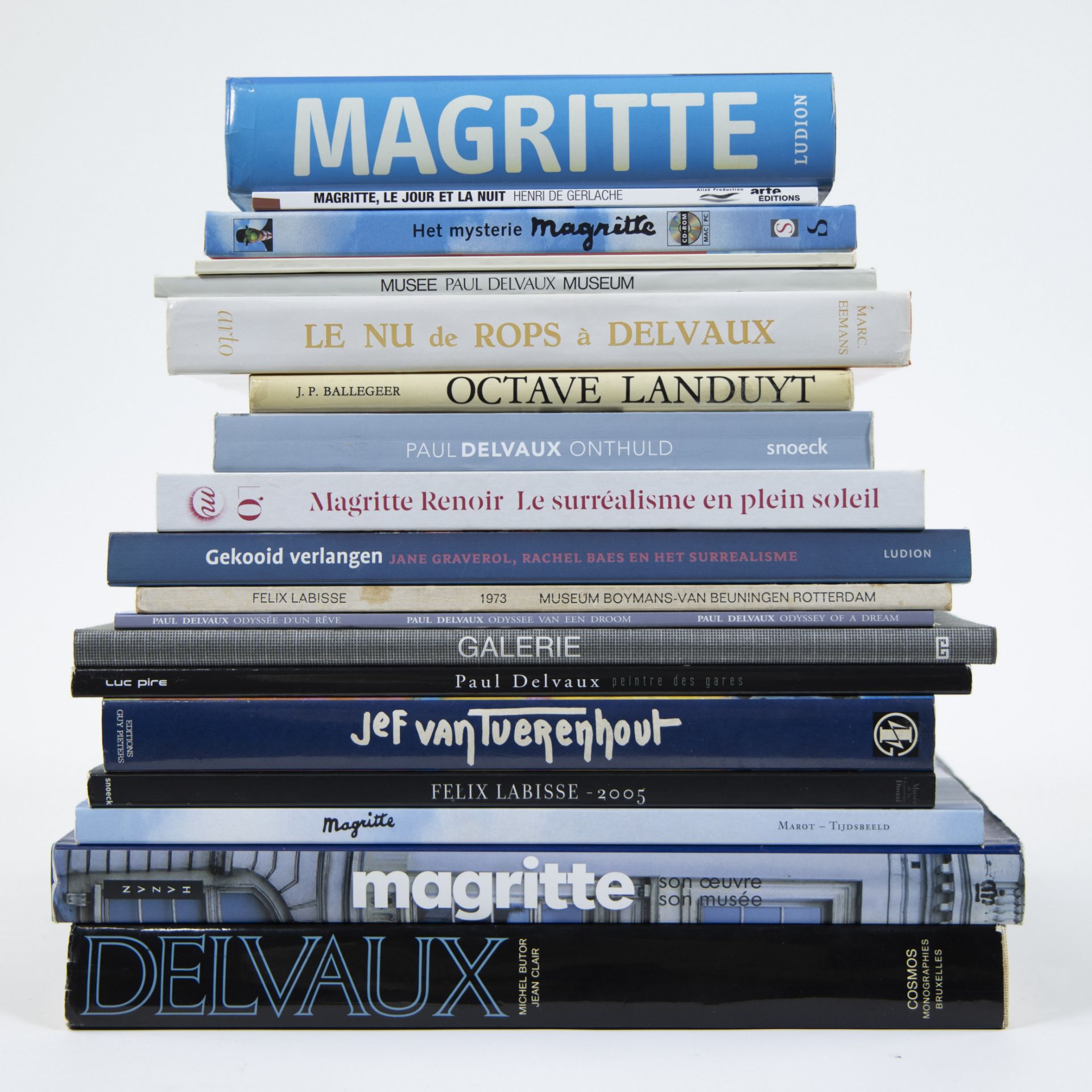 Collection of art books Delvaux, Magritte, Van Tuerenhout, Landuyt