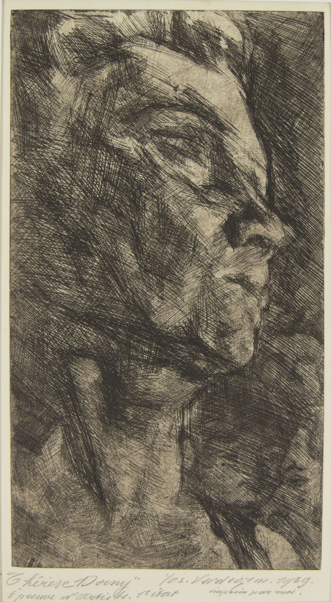 Joseph VERDEGEM (1897-1957), 2 etchings 'The Clown Manolo' 2nd state, 1940 and 'Thérèse Dorny' 1st s - Image 6 of 9