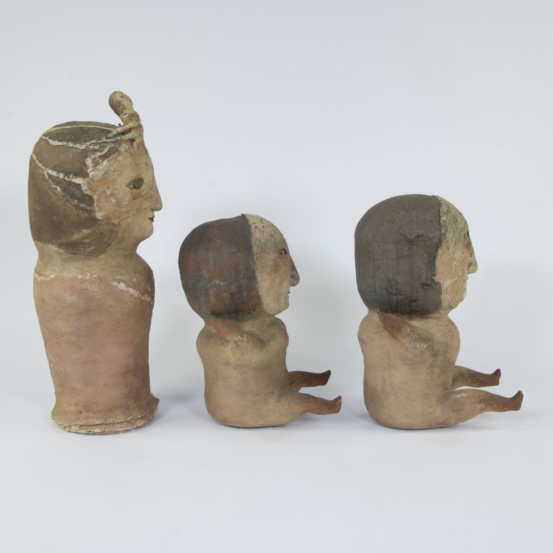 3 painted terracotta figures - Image 2 of 5
