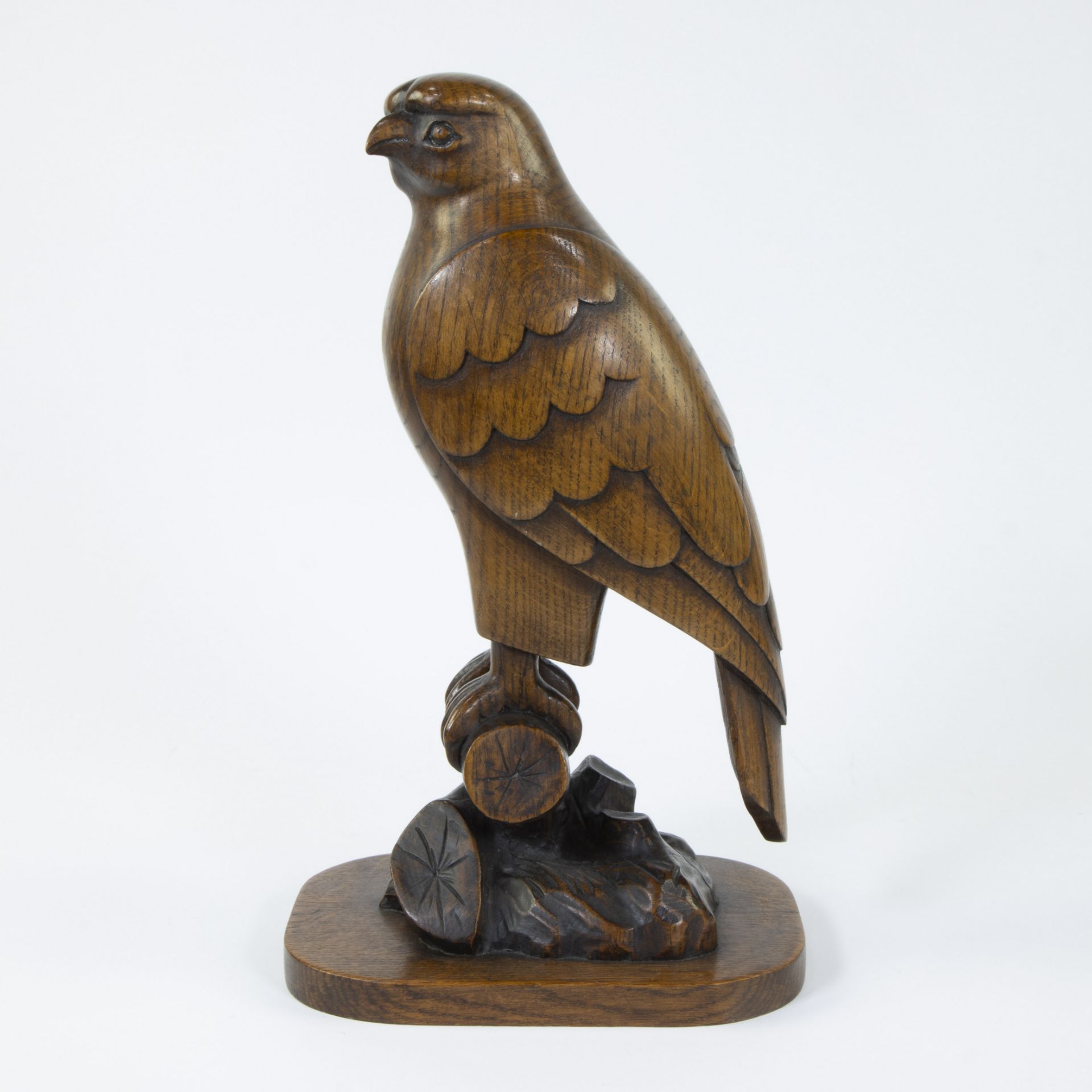 Large wooden eagle, signed G Malfait - Image 2 of 6