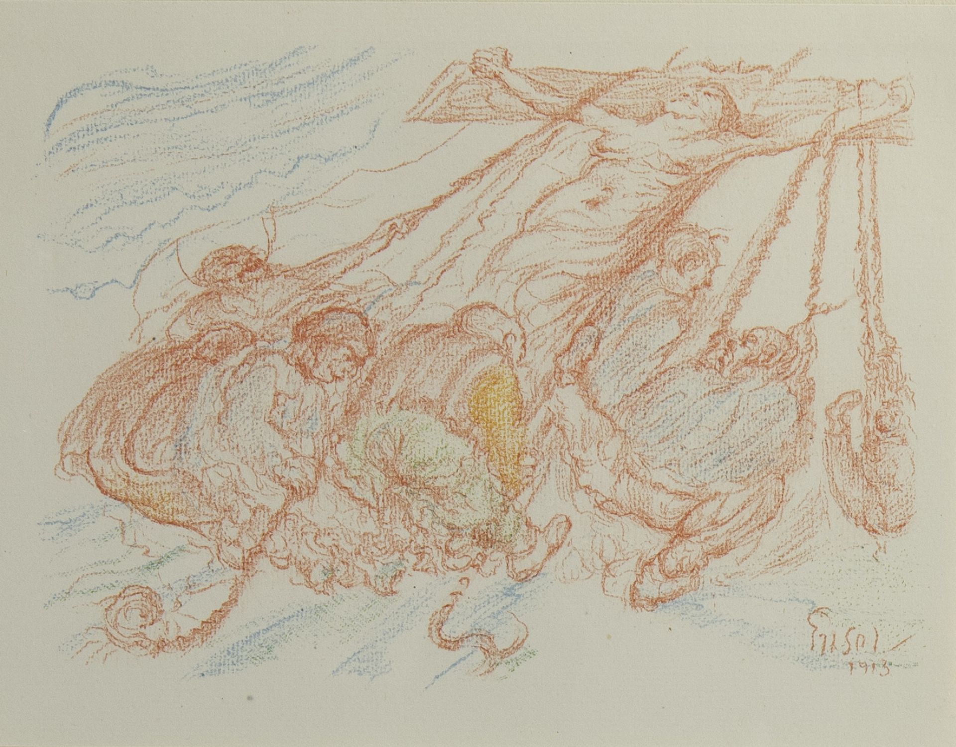 James ENSOR (1860-1949), lithograph from the series Scènes de la vie du Christ, L'élévation en croix