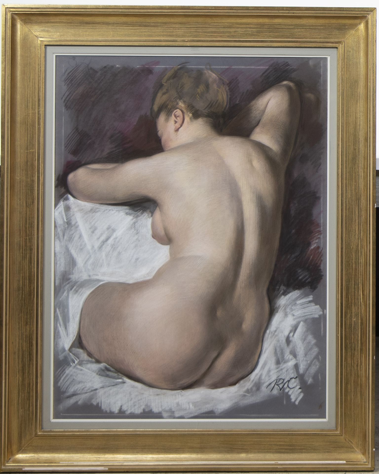 Robert VAN CAUWENBERGHE (1905-1985), pastel Rugging nude (portrait of his muse), signed - Bild 2 aus 4