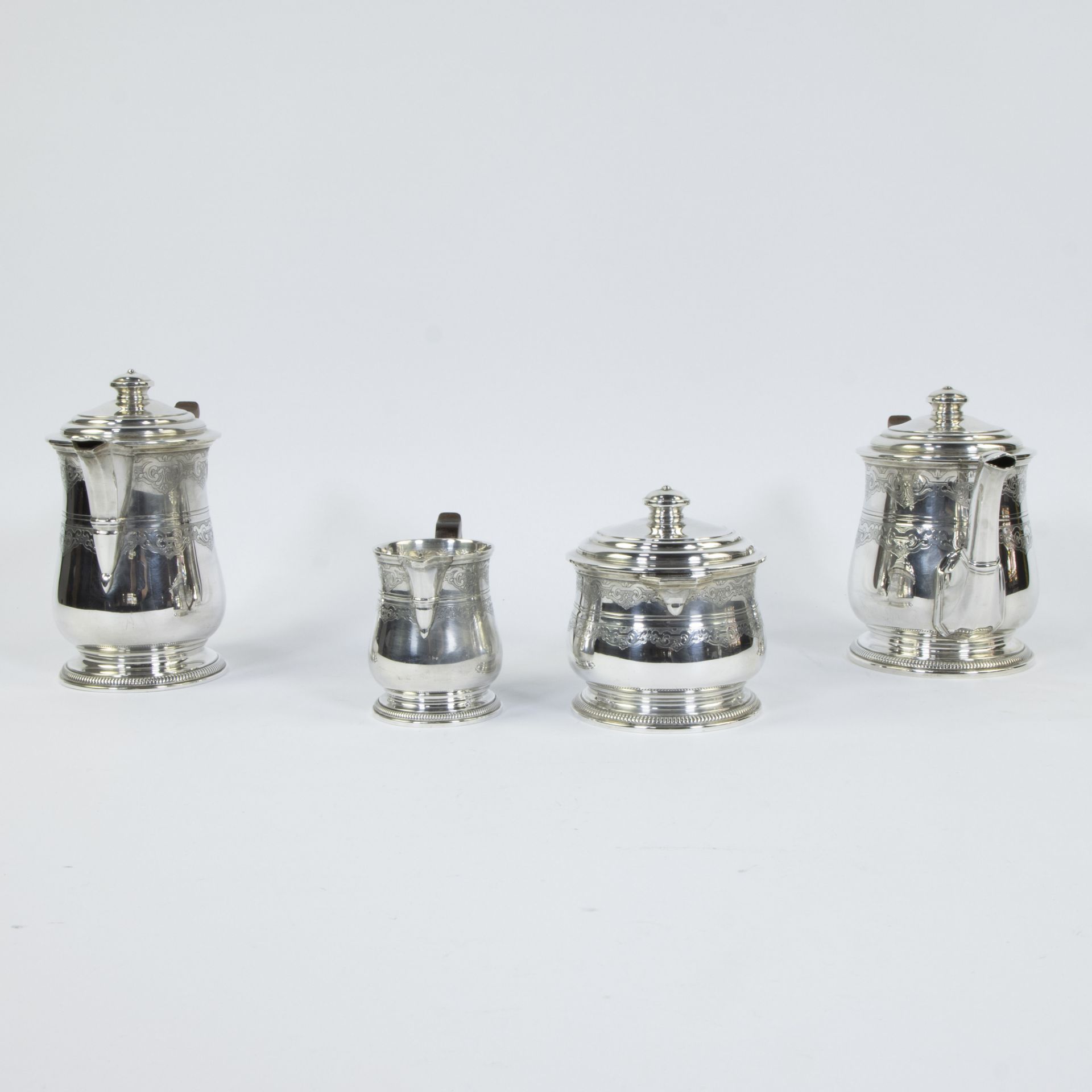 English silver coffee and tea set, weight 1930 grams - Image 2 of 4