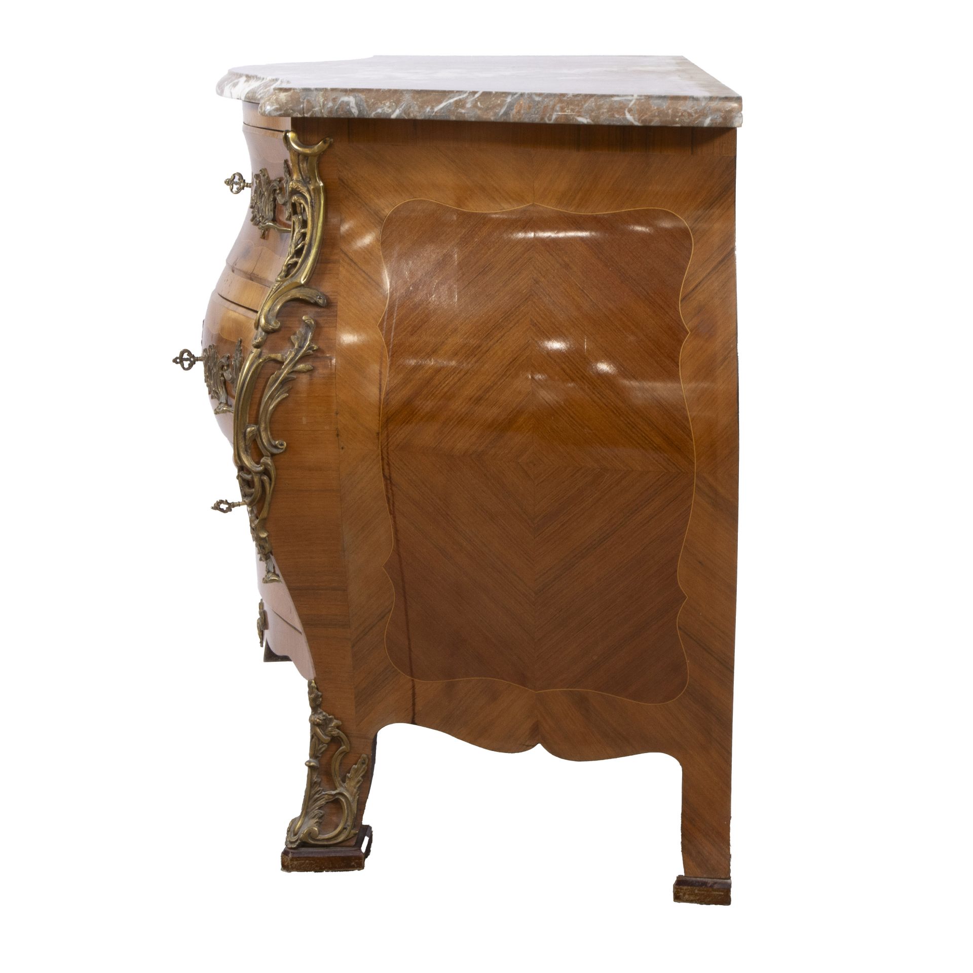 Chest of drawers style Louis XV with marble top and bronze fittings - Image 2 of 5