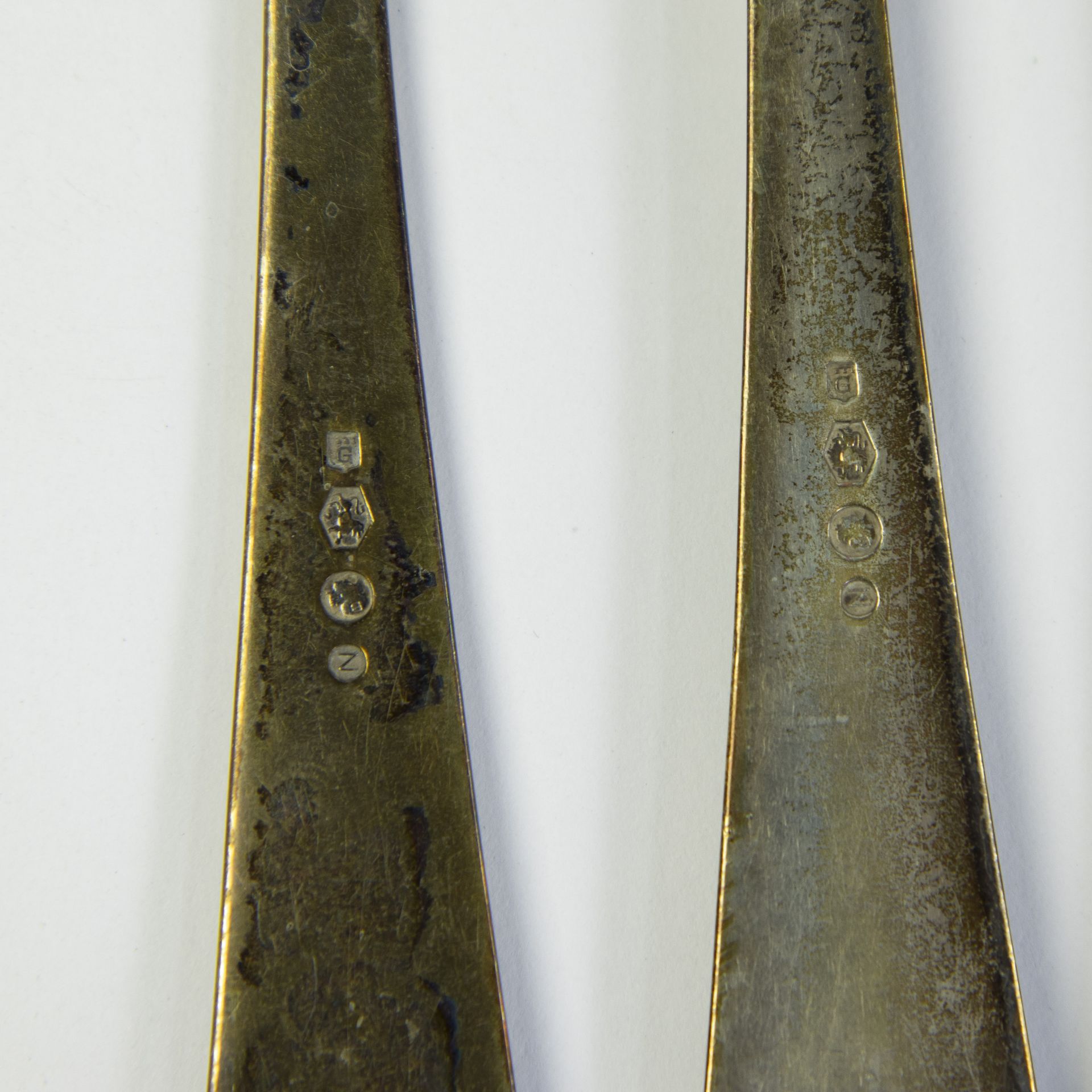 Lot silver forks, spoons silver 835, year letter N = 1923, mini square head B = city hallmark Utrech - Bild 2 aus 3