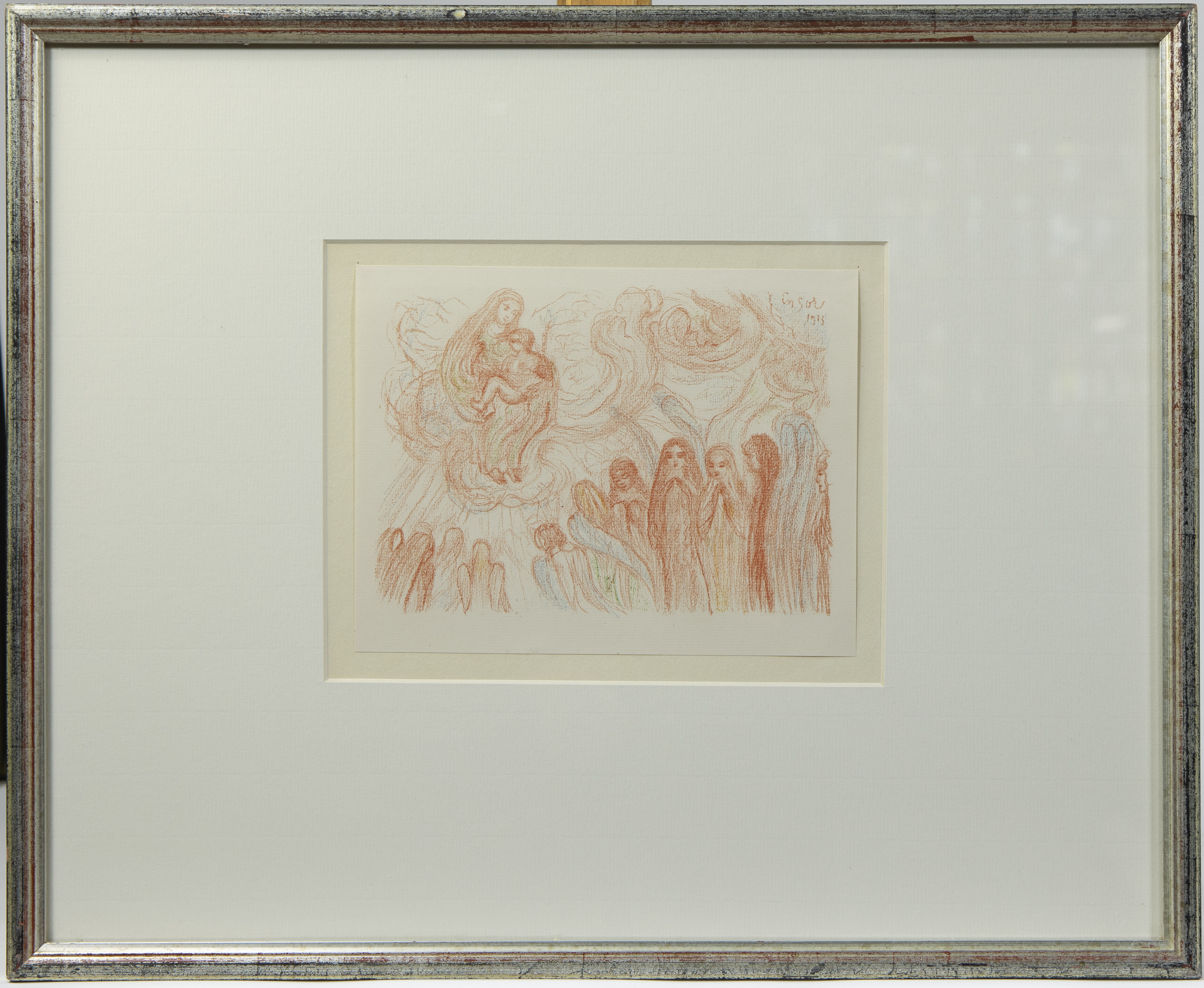 James ENSOR (1860-1949), lithograph from the series Scènes de la vie du Christ, La Vierge adorée par - Image 2 of 3