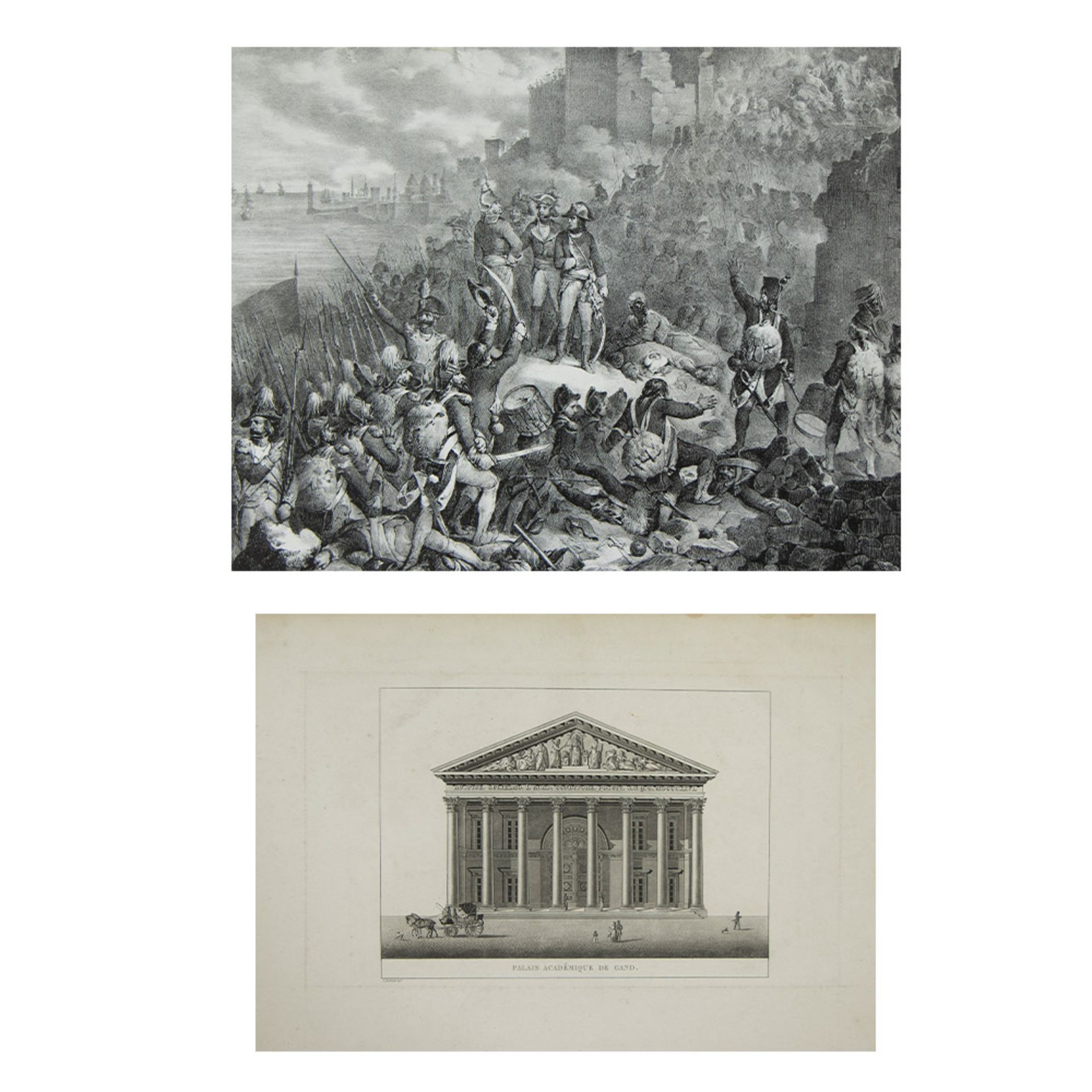 19th century lithograph of 'Napoléon Bonaparte au siège de Saint-Jean-d'Acre', added engraving 'Pala