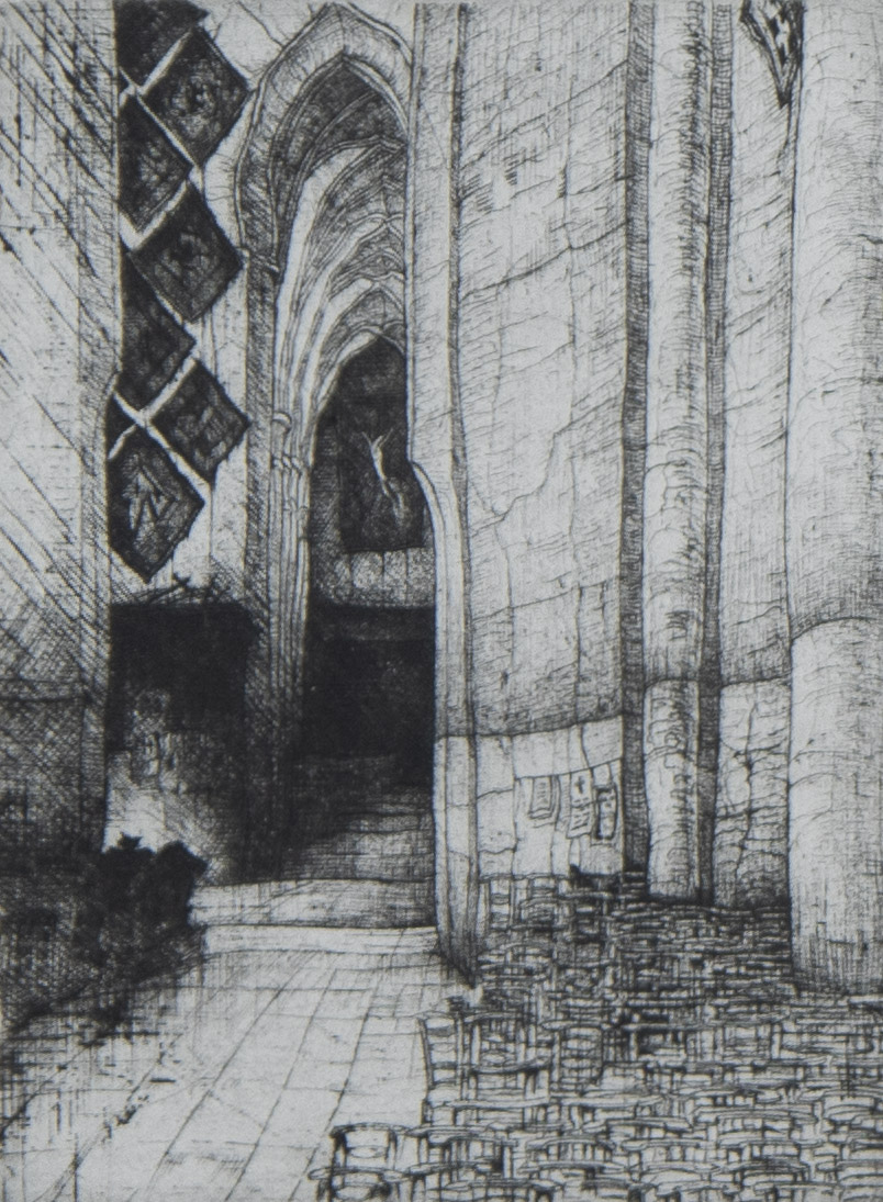 Jules DE BRUYCKER (1870-1945), etching St Nicholas church Ghent, numbered 211/260 and signed