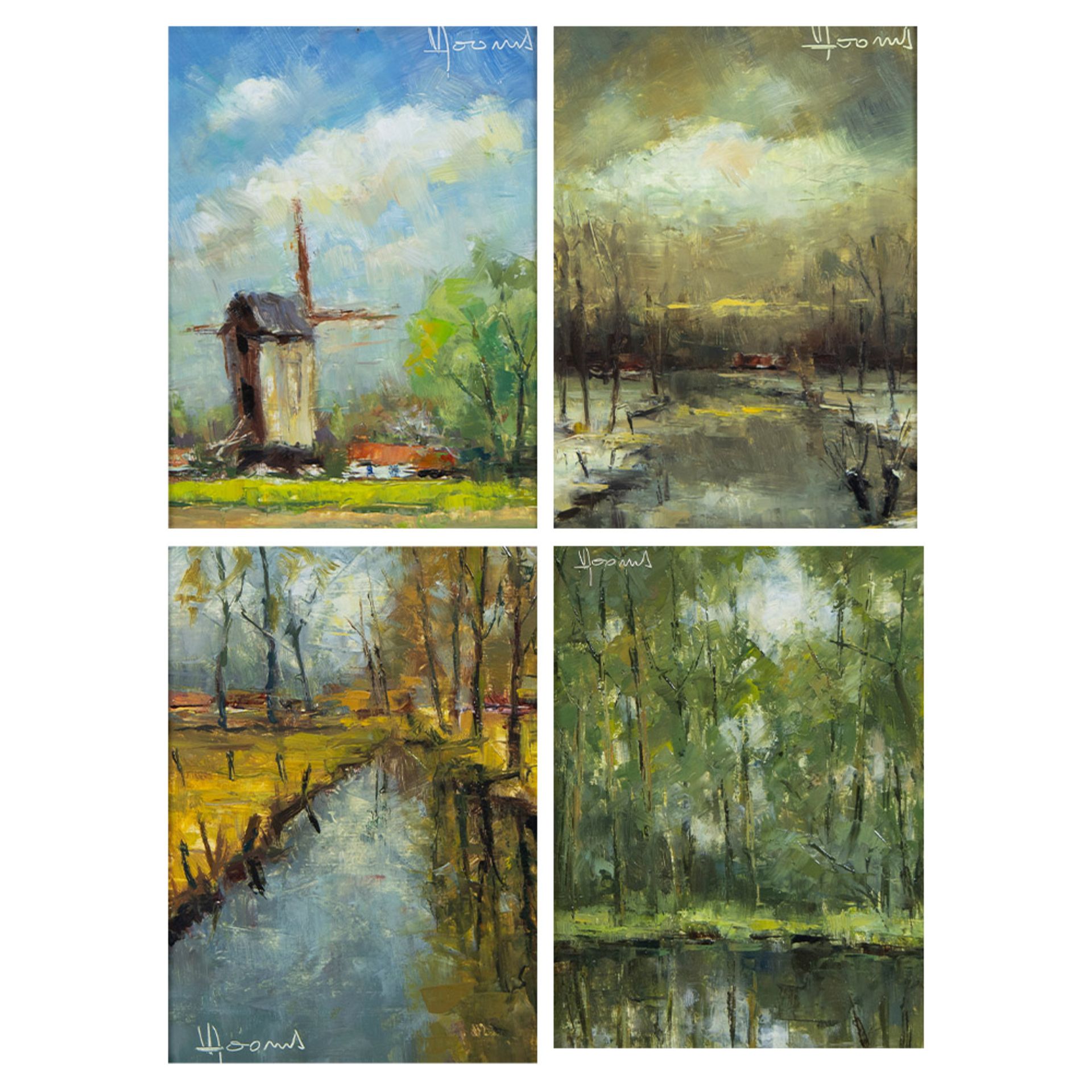 Vic DOOMS (1912-1994), lot of 4 works oil on board Landscapes, signed