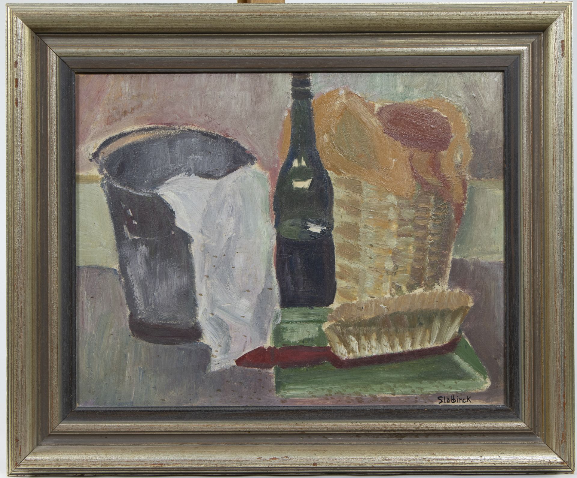Rik SLABBINCK (1914-1991), oil on panel Still life with bucket and wine bottle, signed - Bild 2 aus 4