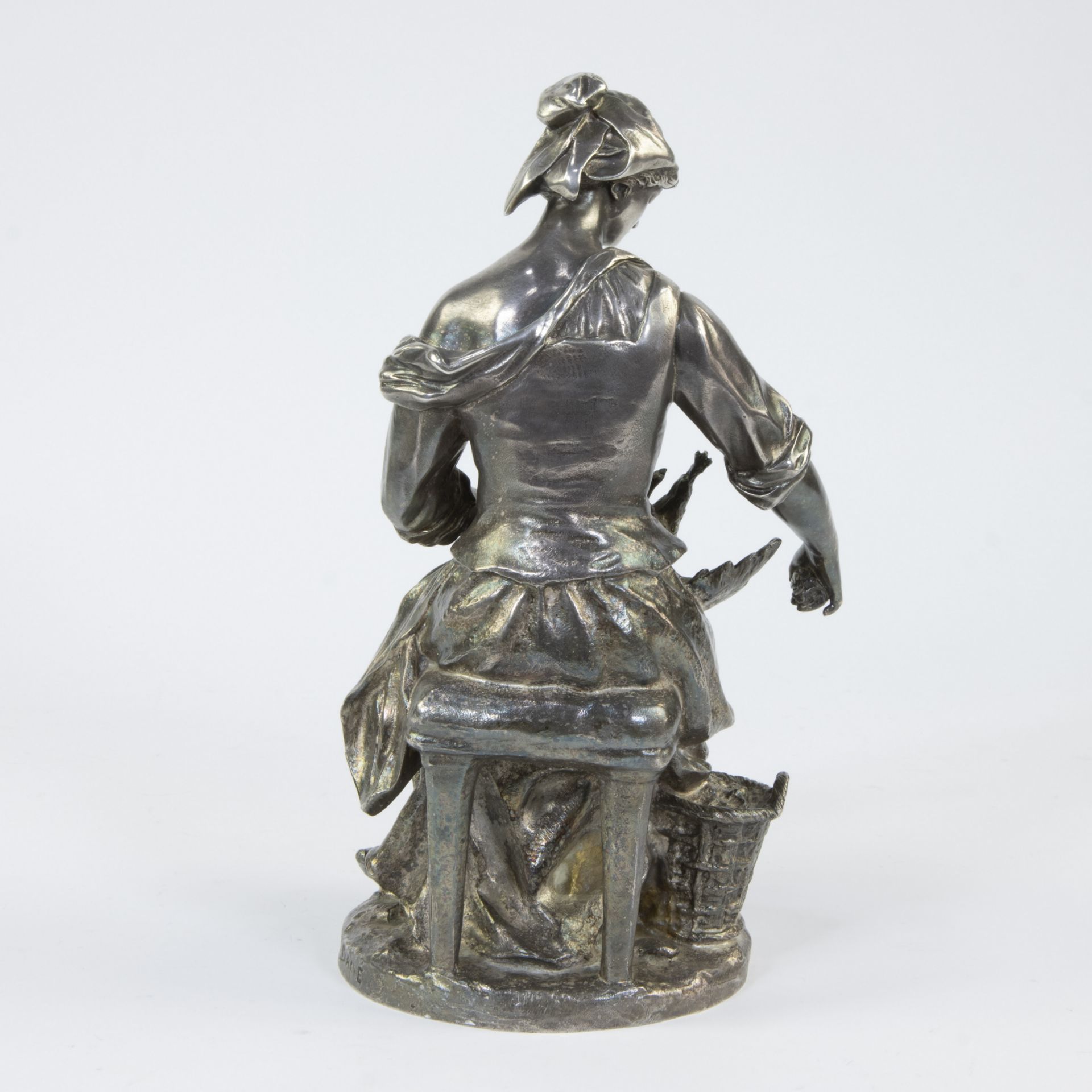 Ernest DAME (1845-1920), sculpture in silver-plated bronze The plumes of catch, signed and with foun - Bild 3 aus 6