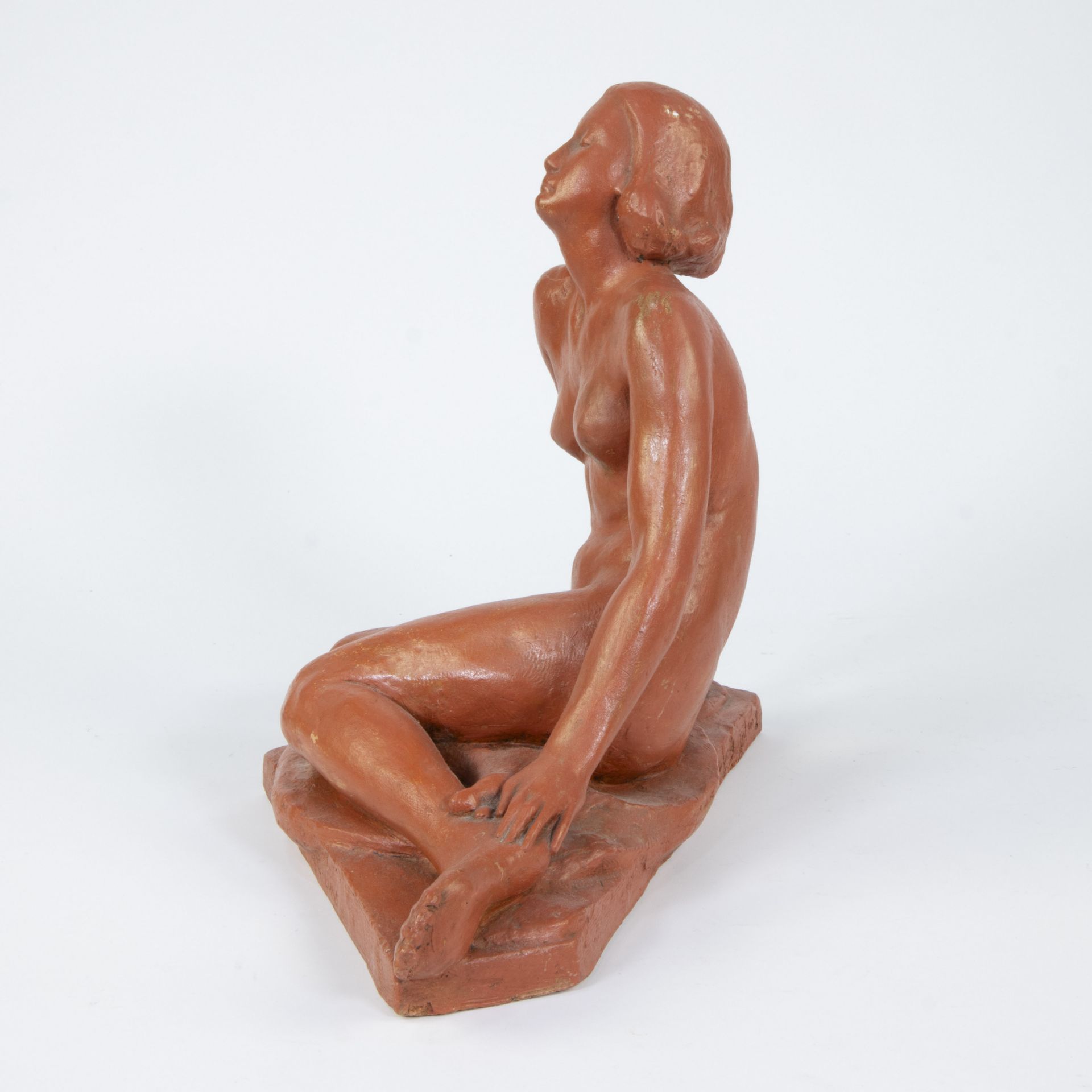 Maurice DEKORTE (1889-1971), terracotta of a seated nude, signed - Image 2 of 6