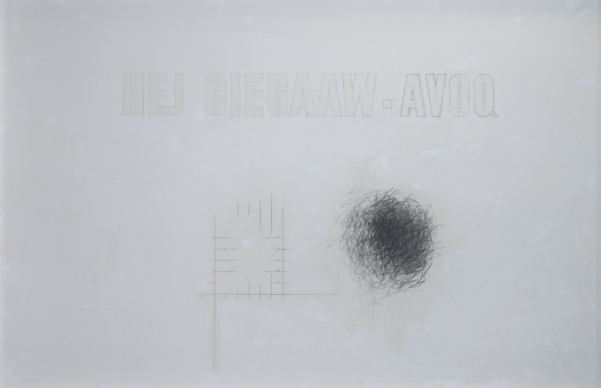 Leo COPERS (1947), acrylic and pencil on paper 'HEJ GIEGAAW AVOQ', signed, dated '91 and intaglio st