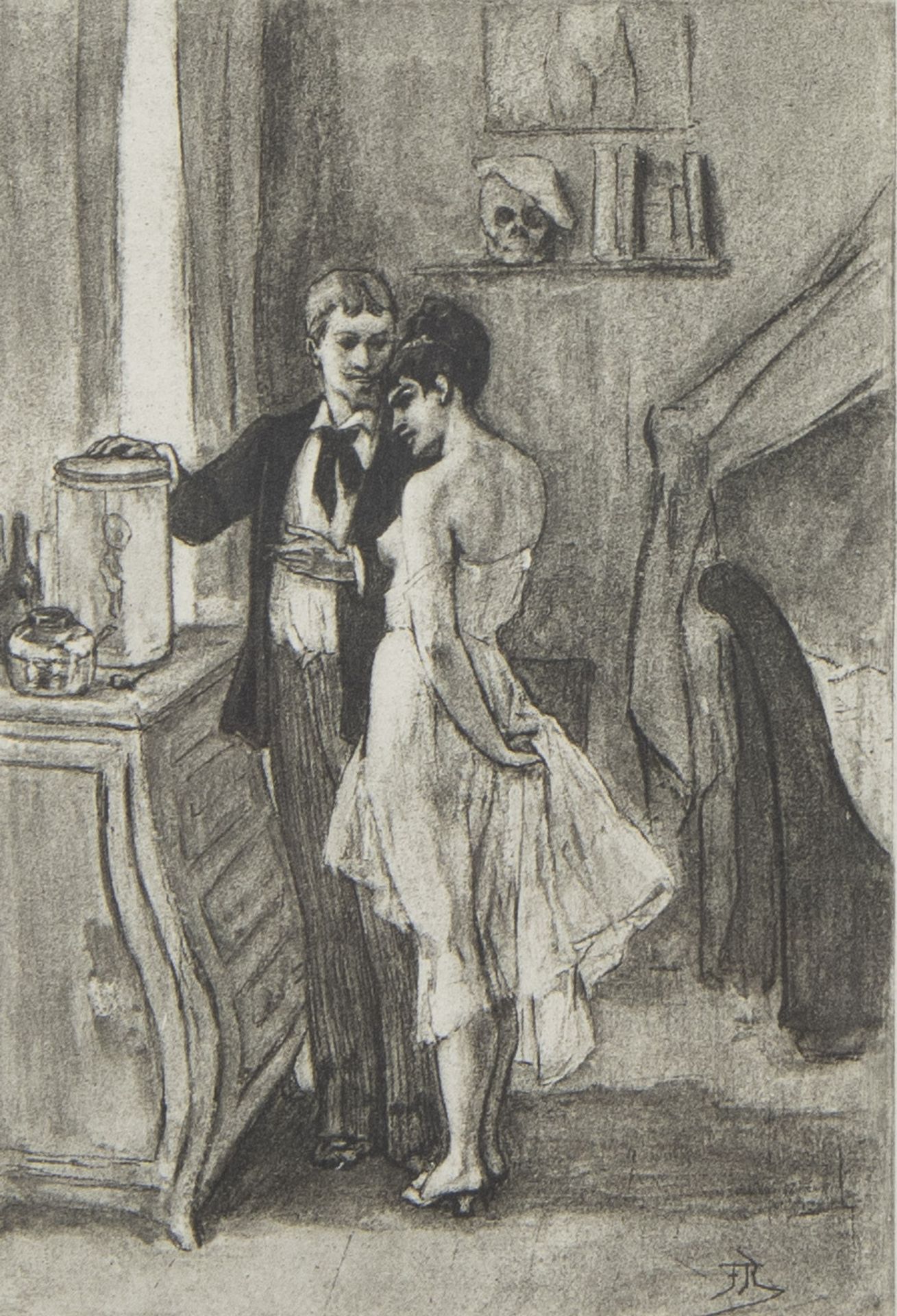 Félicien ROPS (1833-1898), lithograph La médecine (Mon oncle !), monogrammed in the plate and monogr