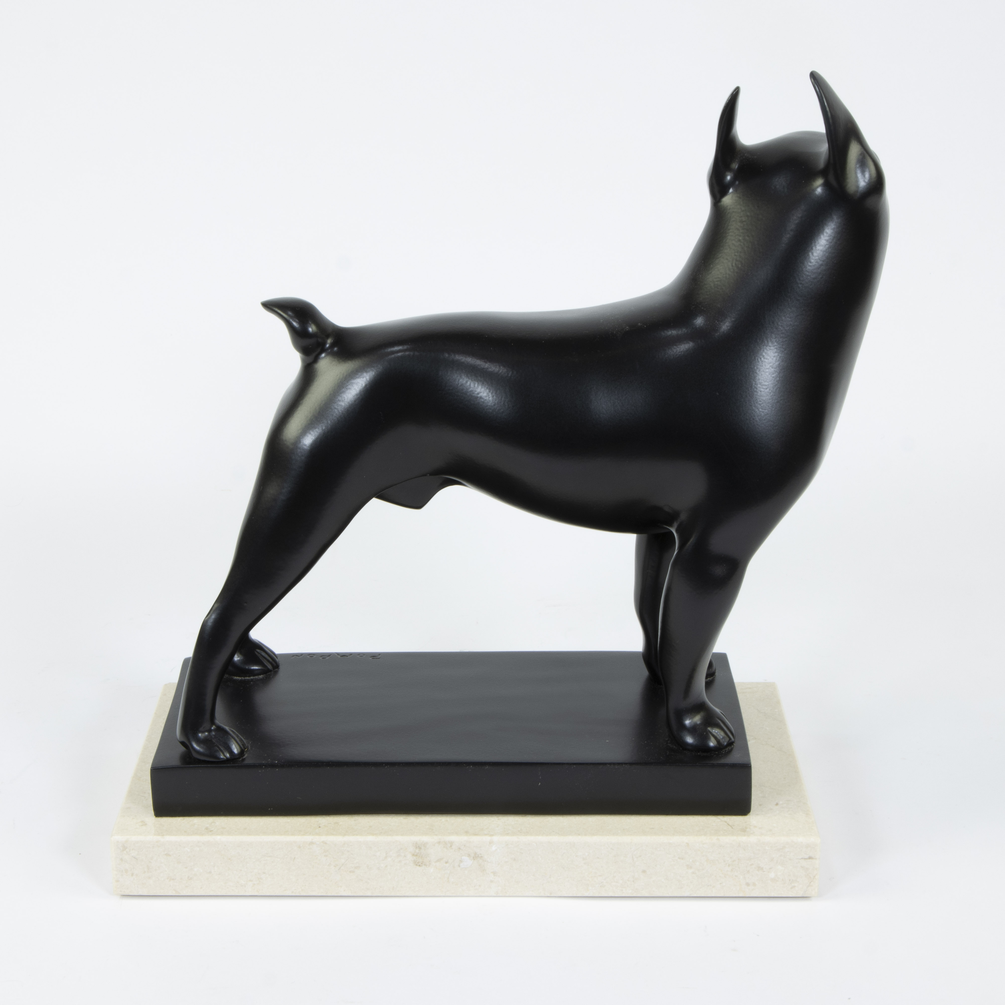 François POMPON (1855-1933), sculpture in bronze with black patina 'Toy Boston terrier', signed Pomp - Image 2 of 6