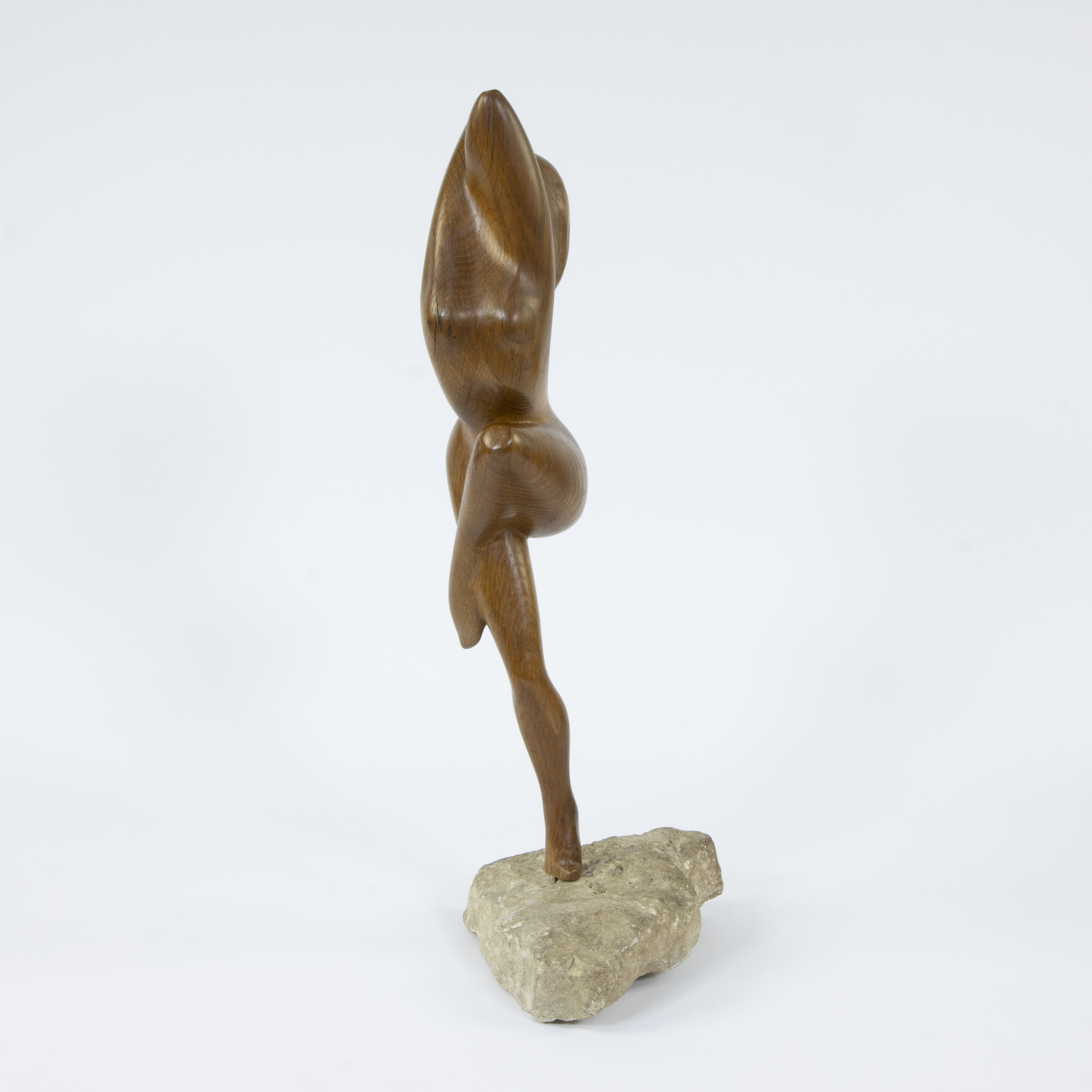 Wooden sculpture of a nude on stone plinth, signed Vermeulen and dated '70 - Image 4 of 5