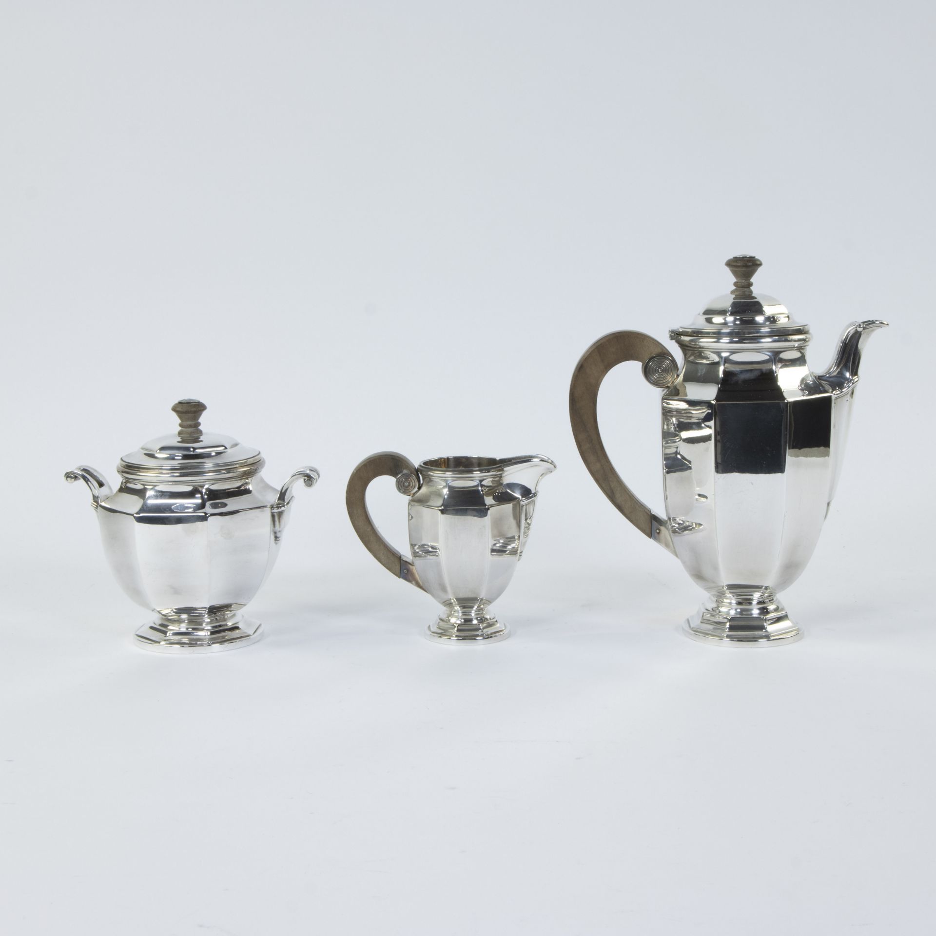 Christofle Art Deco silver-plated coffee service with wooden handles, markedt - Image 4 of 6