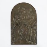 Barbedienne bronze plaque with the biblical image of Mary with Anna, Joachim and the boy John1820, s