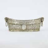 A French oval silver basket in Louis XVI style decorated with garlands, medallion and ram's heads