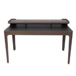 Exclusive desktop Zeke desk, designed by designer Simon Pengelly, wallnut and black leather top