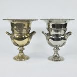 2 silver-plated ice buckets