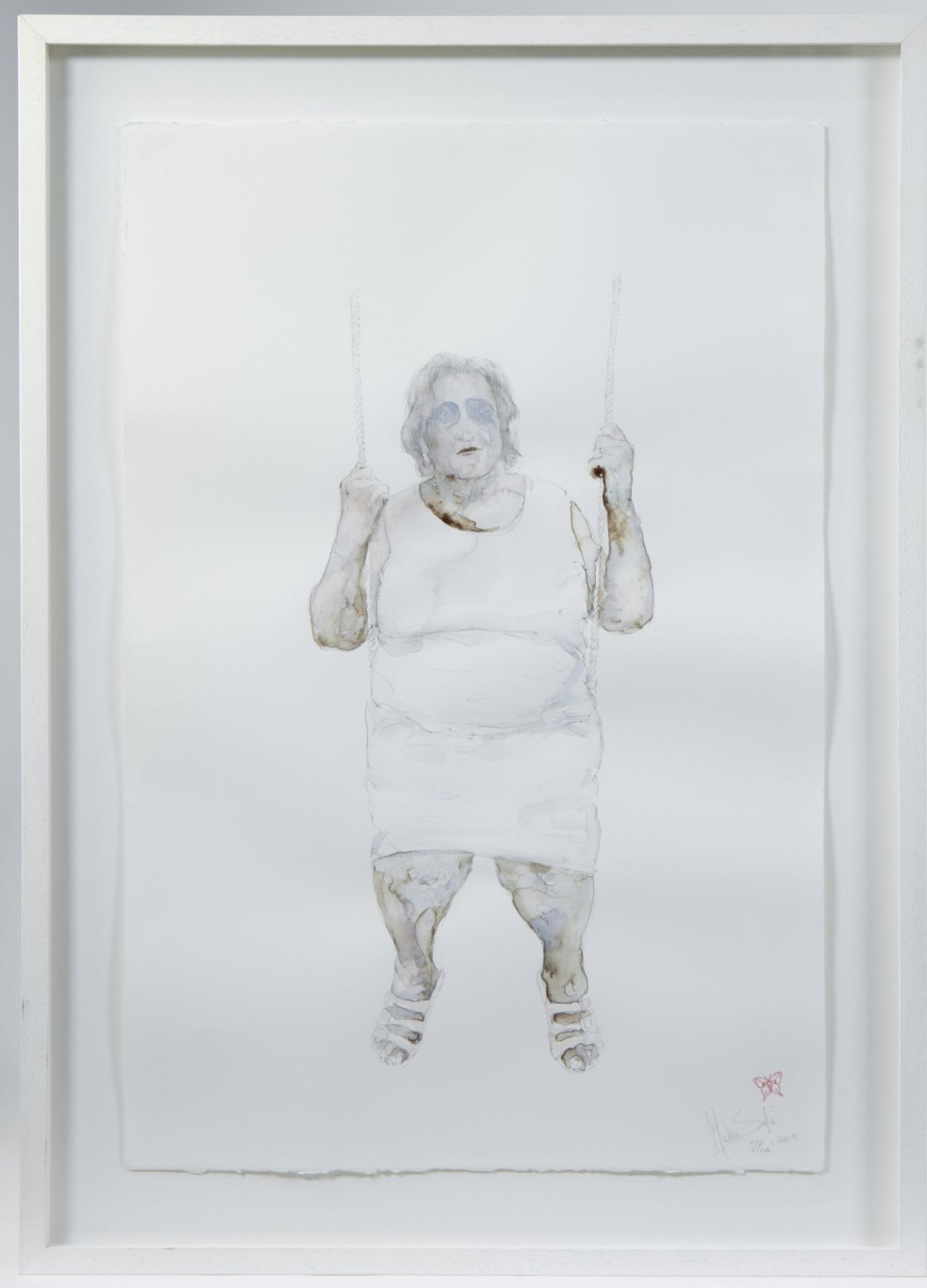 Sofie MULLER (1974), mixed media (blood and watercolour) Elza, signed and dated 2009 - Image 2 of 3