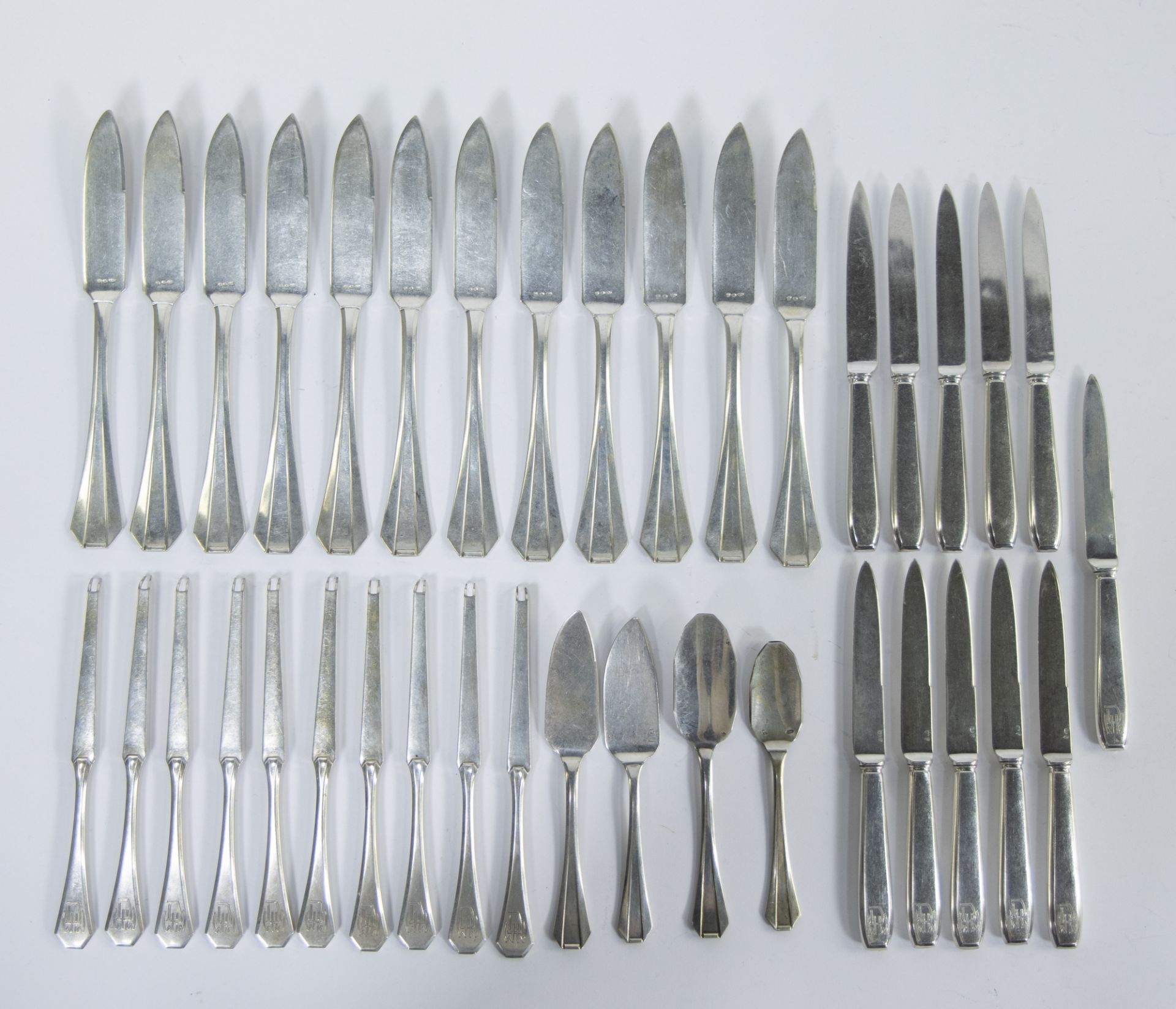 Silver cutlery Delheid, A800, weight 10660 grams, with initials of the family De Witte Jacques Wille - Bild 6 aus 8