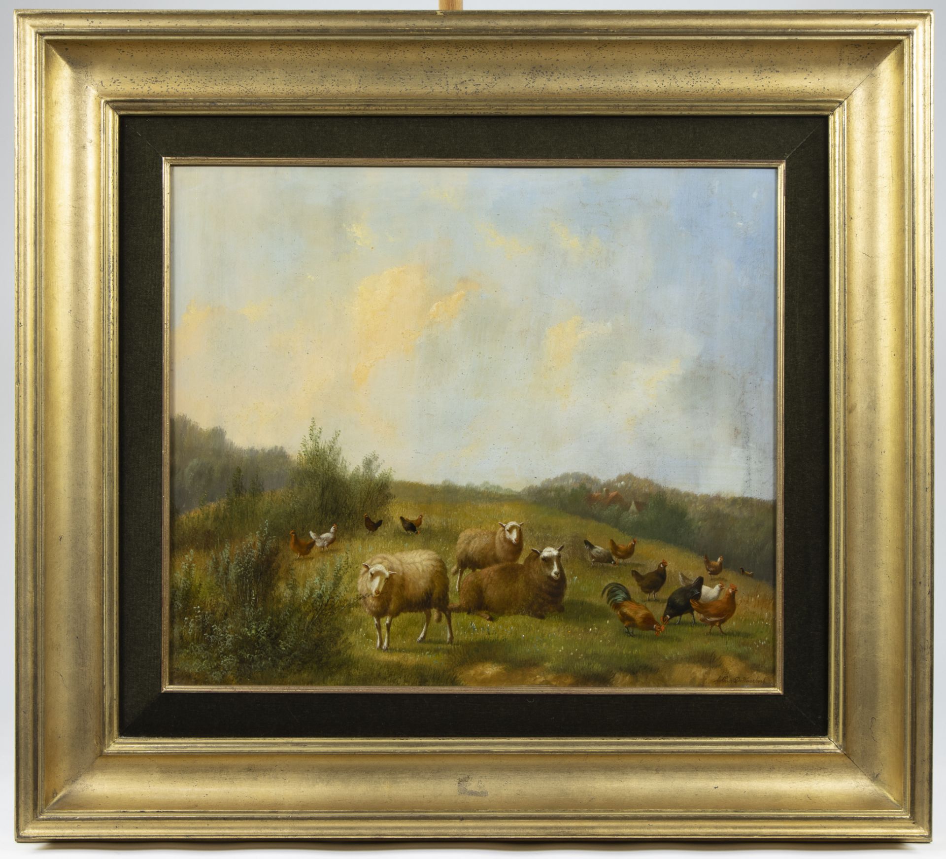 Arthur DE WAERHERT (1881-1944), oil on panel Sheep and chickens, signed - Image 2 of 4
