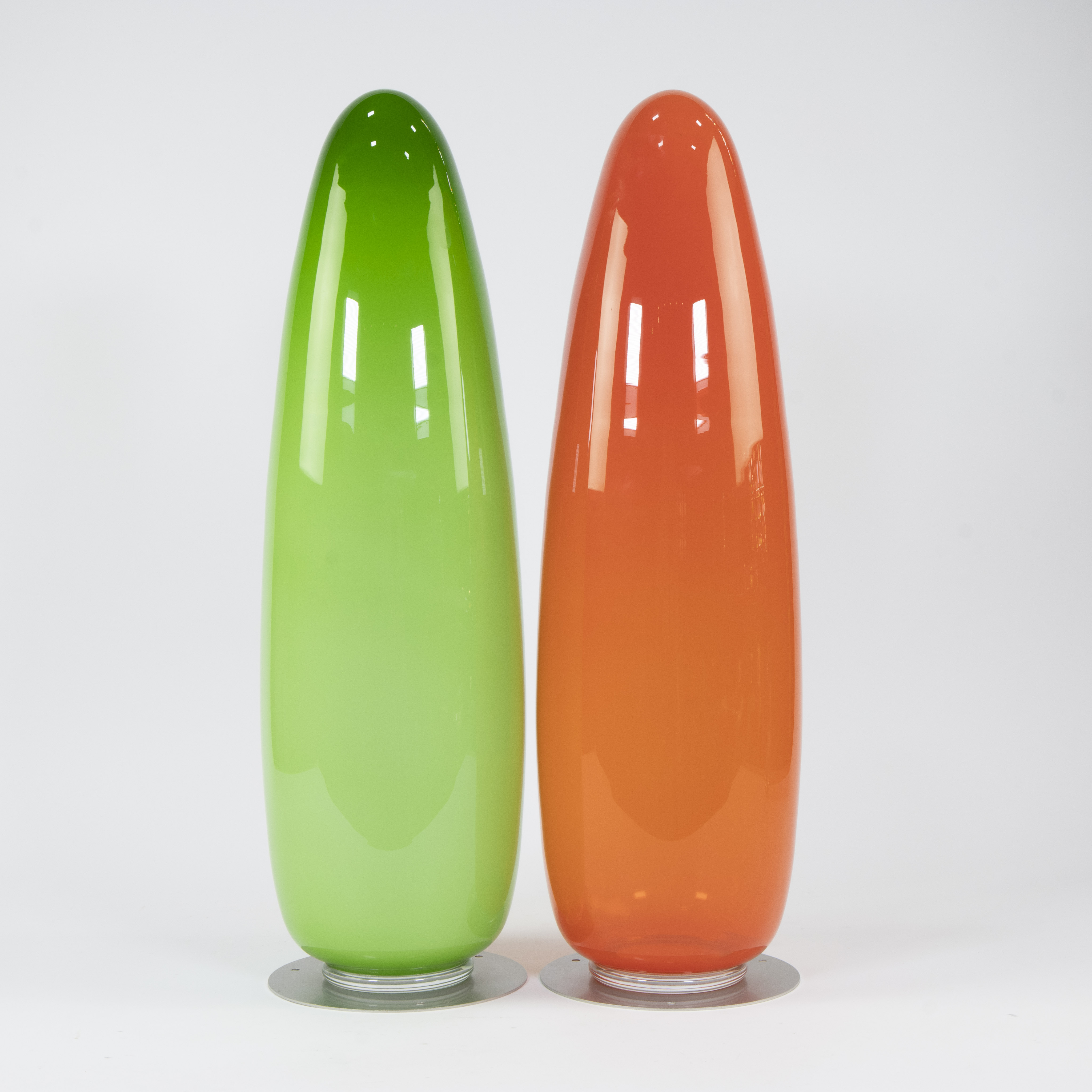 Giampaolo AMORUSO (1961), pair of mouth-blown coloured glass sculptures