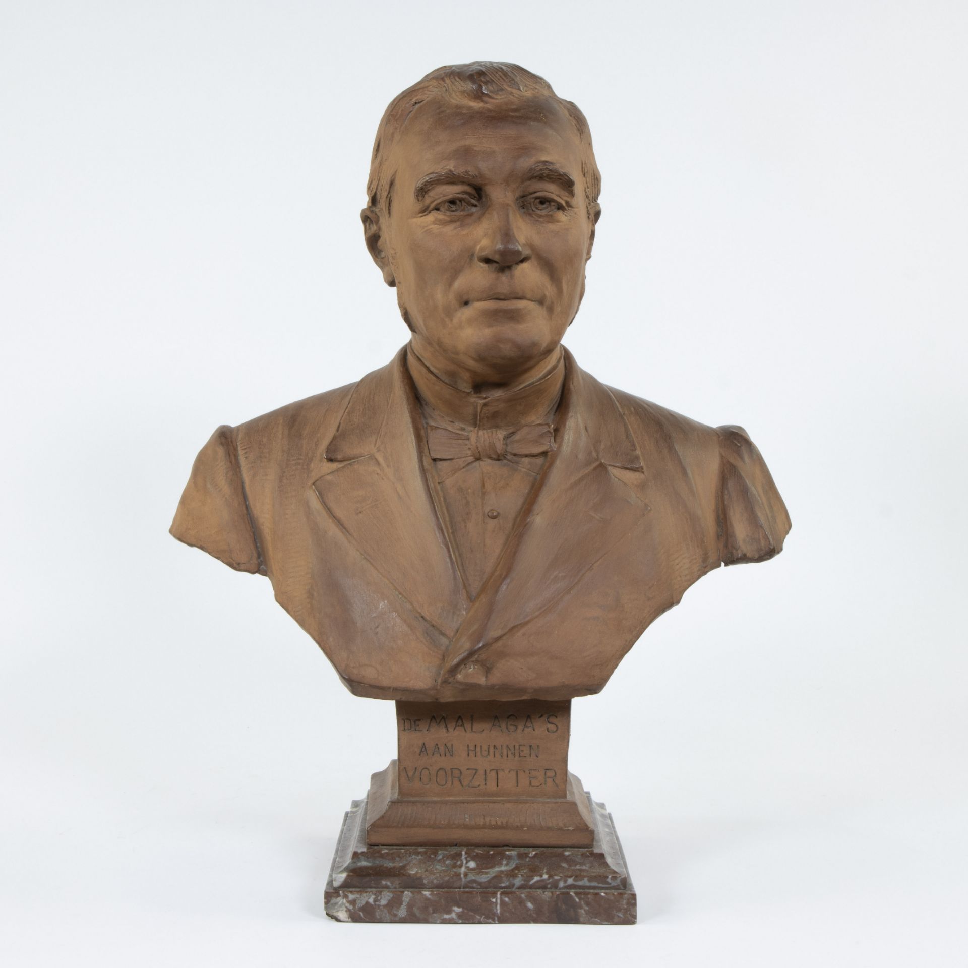 Dominique VAN DEN BOSSCHE (1854-1906), male terracotta bust, signed and dated 1895