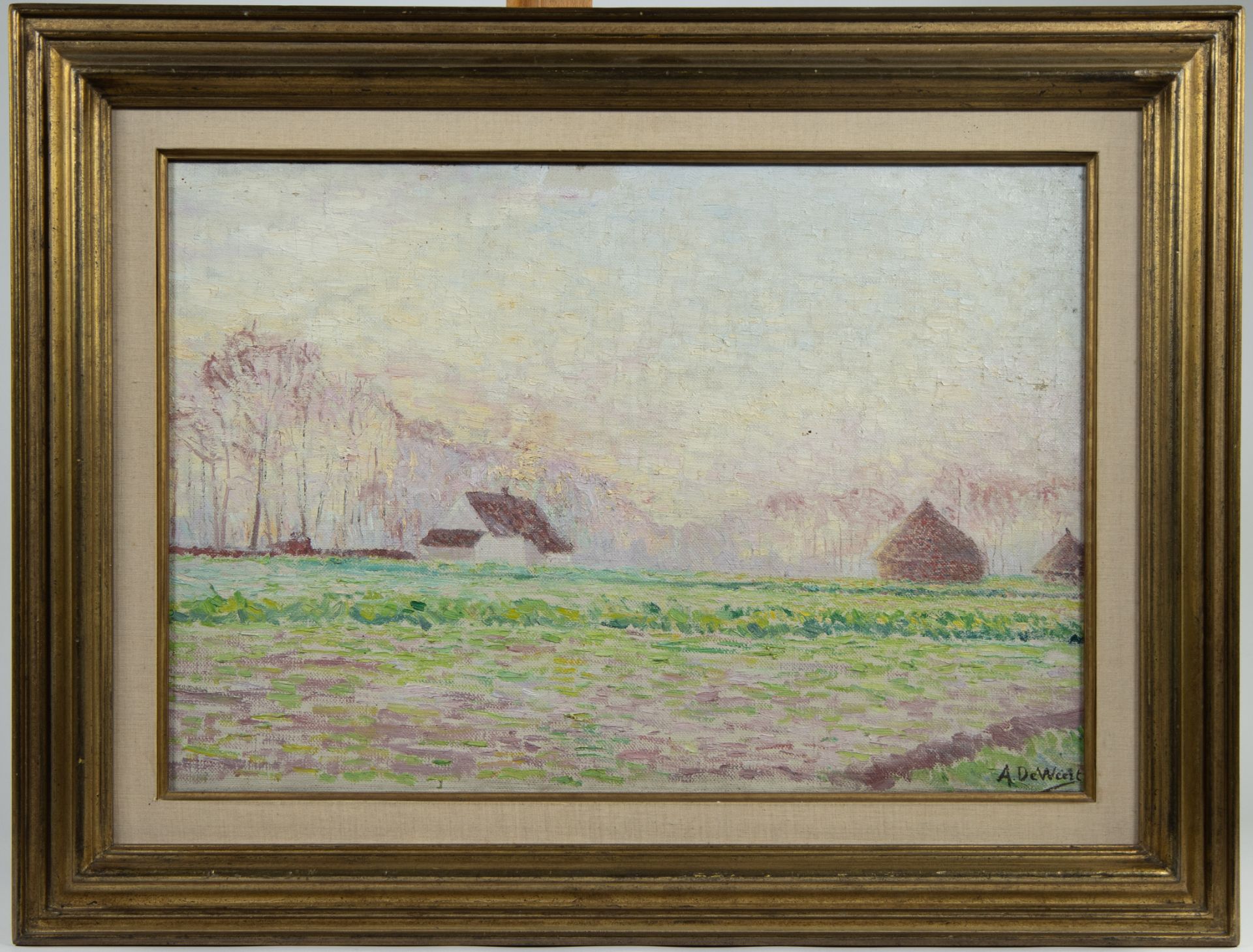 Anna DE WEERT (1867-1950), oil on canvas Landscape with haystacks, signed - Bild 2 aus 7