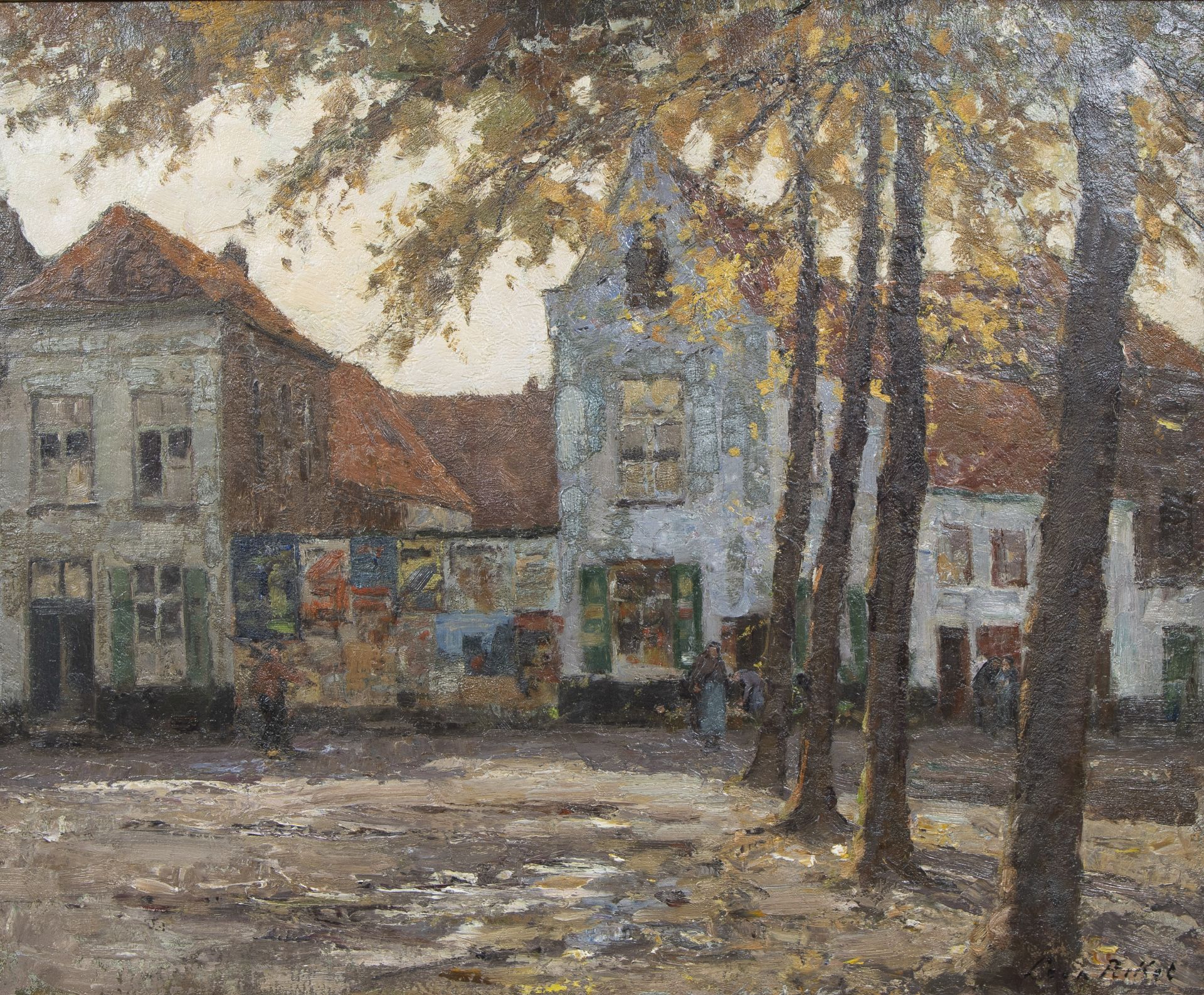 Léon RIKET (1876-1938), oil on canvas Village view, signed