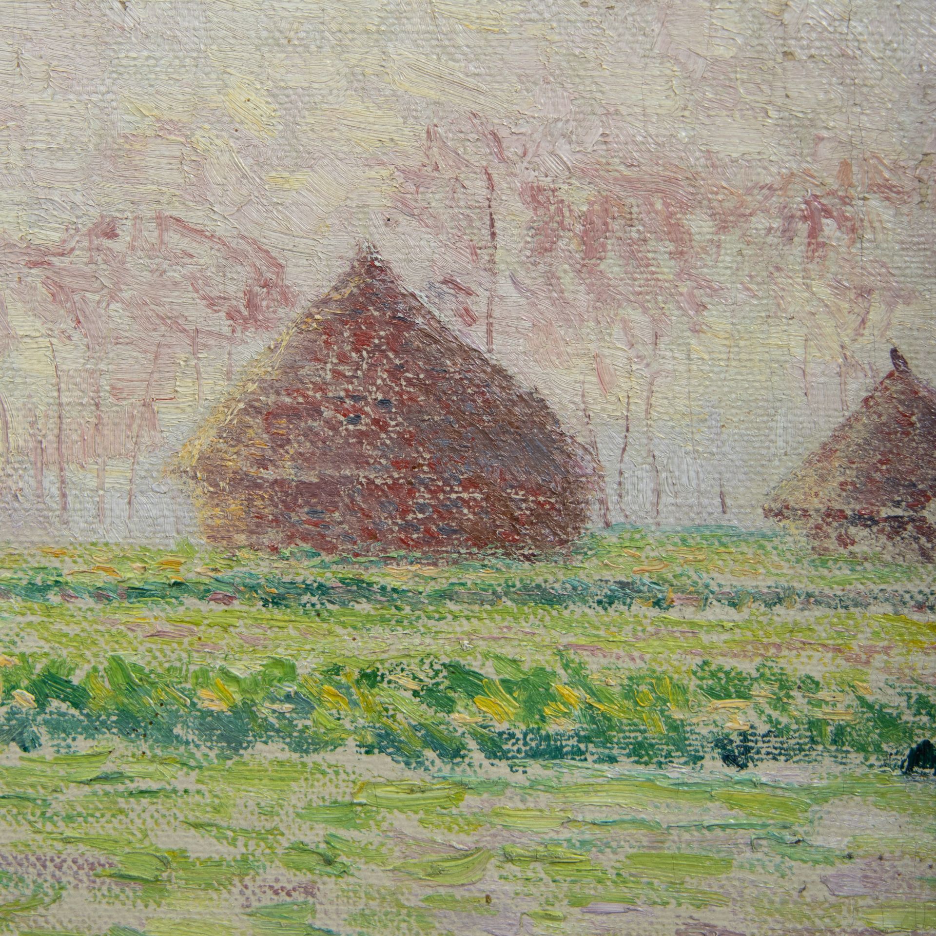 Anna DE WEERT (1867-1950), oil on canvas Landscape with haystacks, signed - Bild 4 aus 7